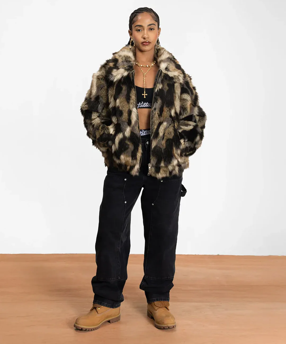 PATTA | FAUX FUR PATCHWORK JACKET { MULTI - Image 4