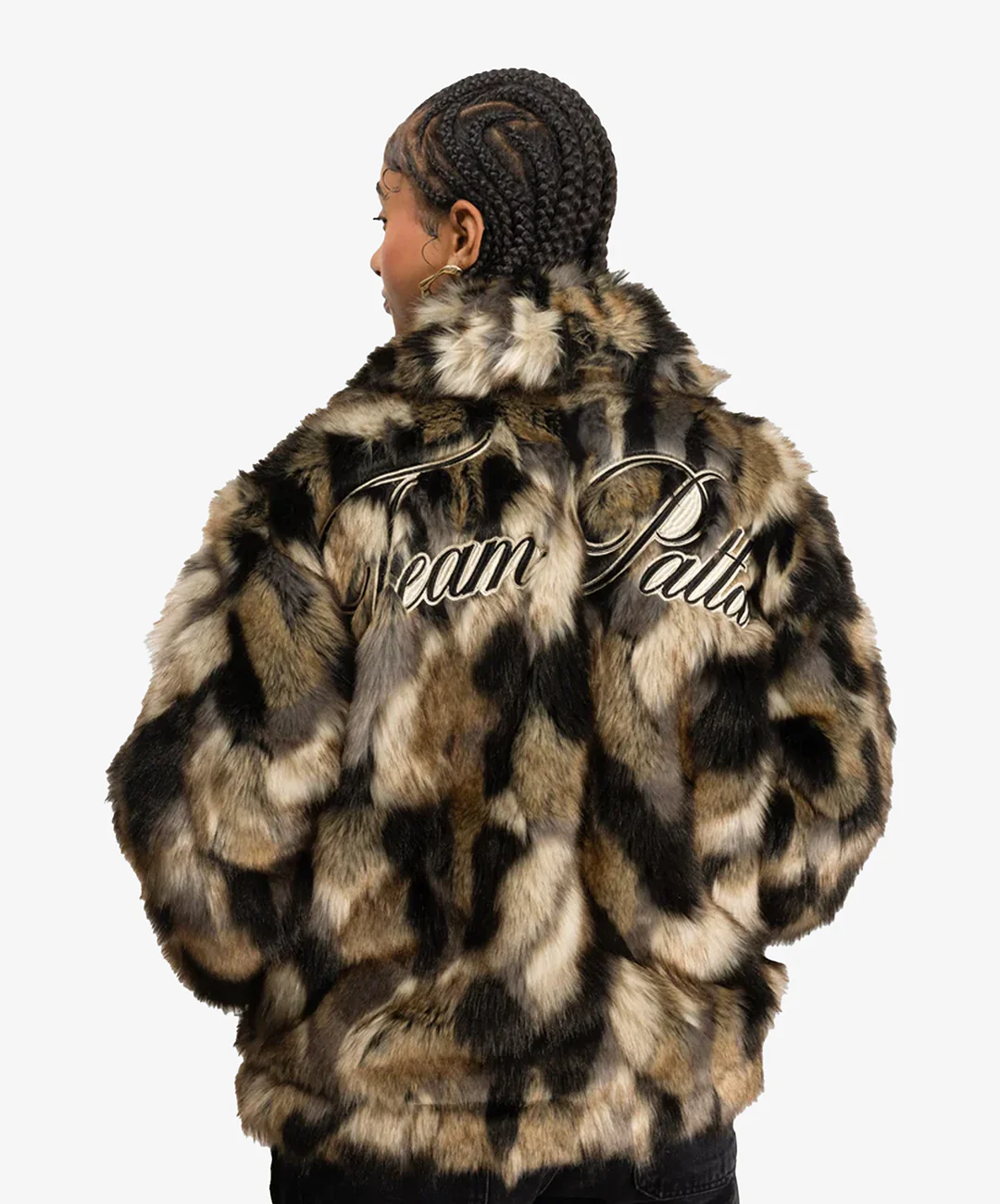 PATTA | FAUX FUR PATCHWORK JACKET { MULTI - Image 5