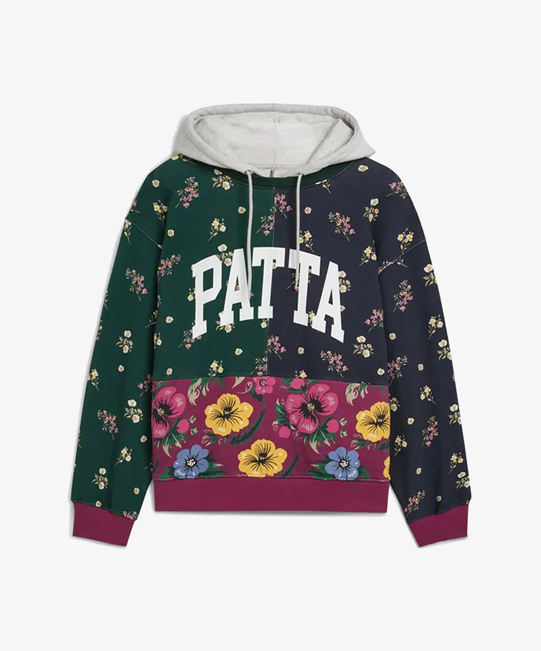PATTA | FLORAL PATCHWORK HOODED SWEATER { MULTI