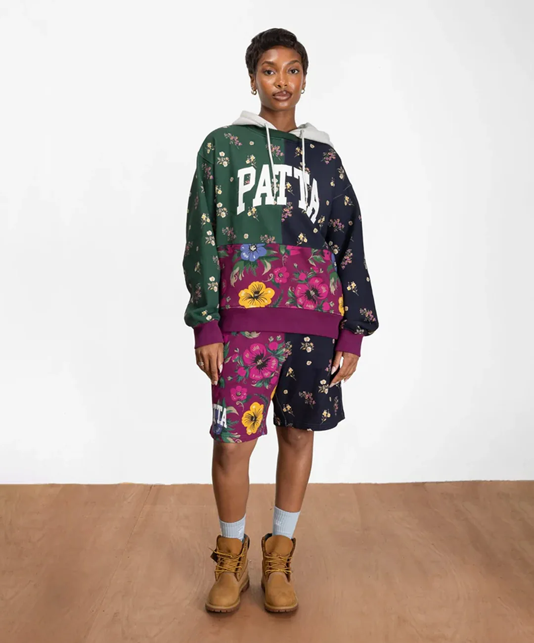 PATTA | FLORAL PATCHWORK HOODED SWEATER { MULTI - Image 6