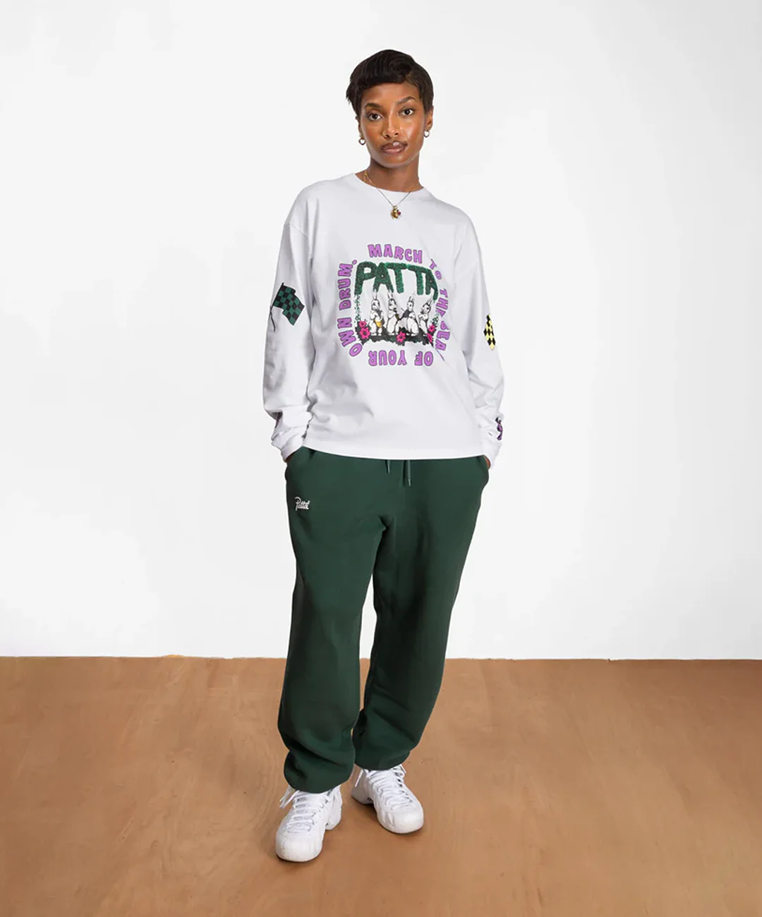 PATTA | OWN YOUR OWN MIND LONG SLEEVE T-SHIRT { WHITE - Image 4