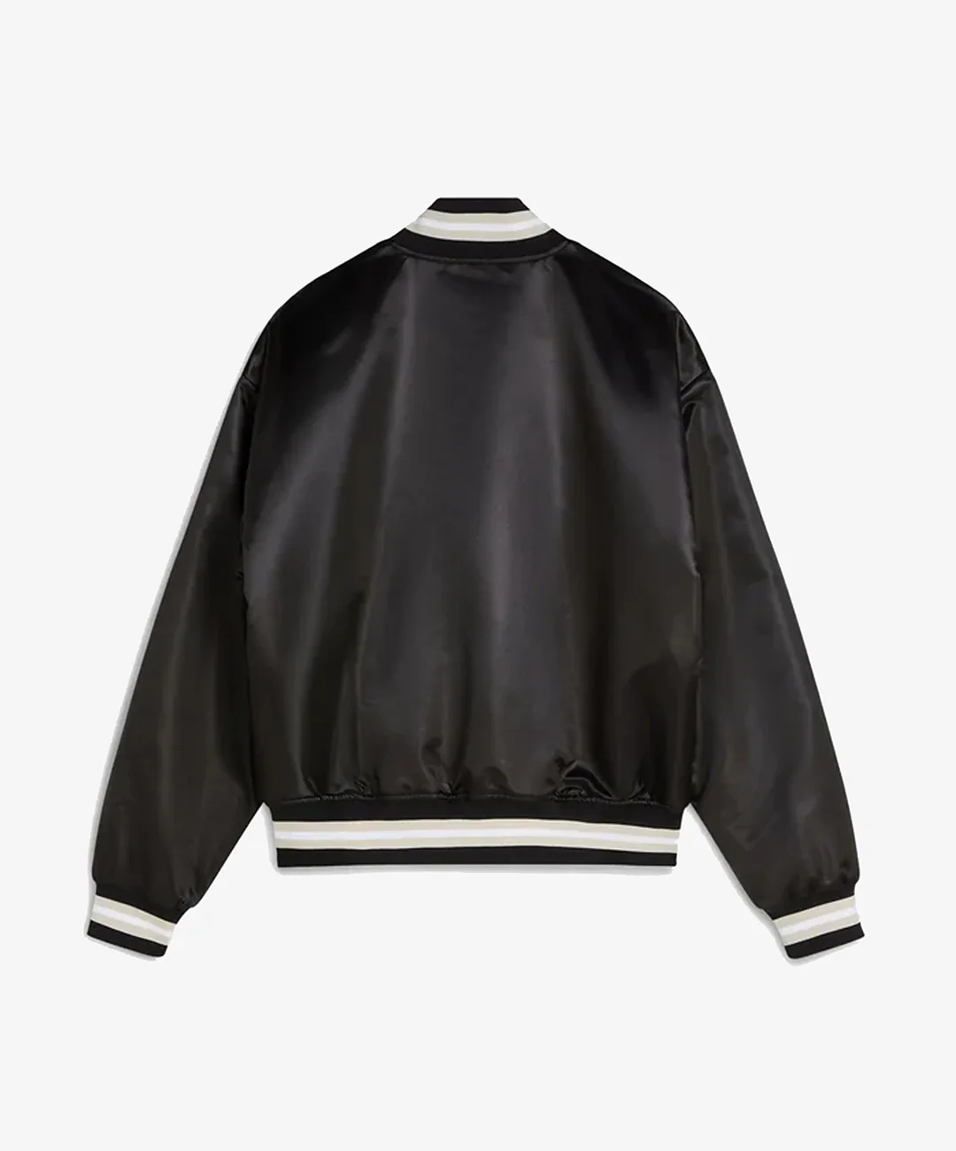 PATTA | SCRIPT LOGO SATIN VARSITY JACKET { BLACK - Image 2