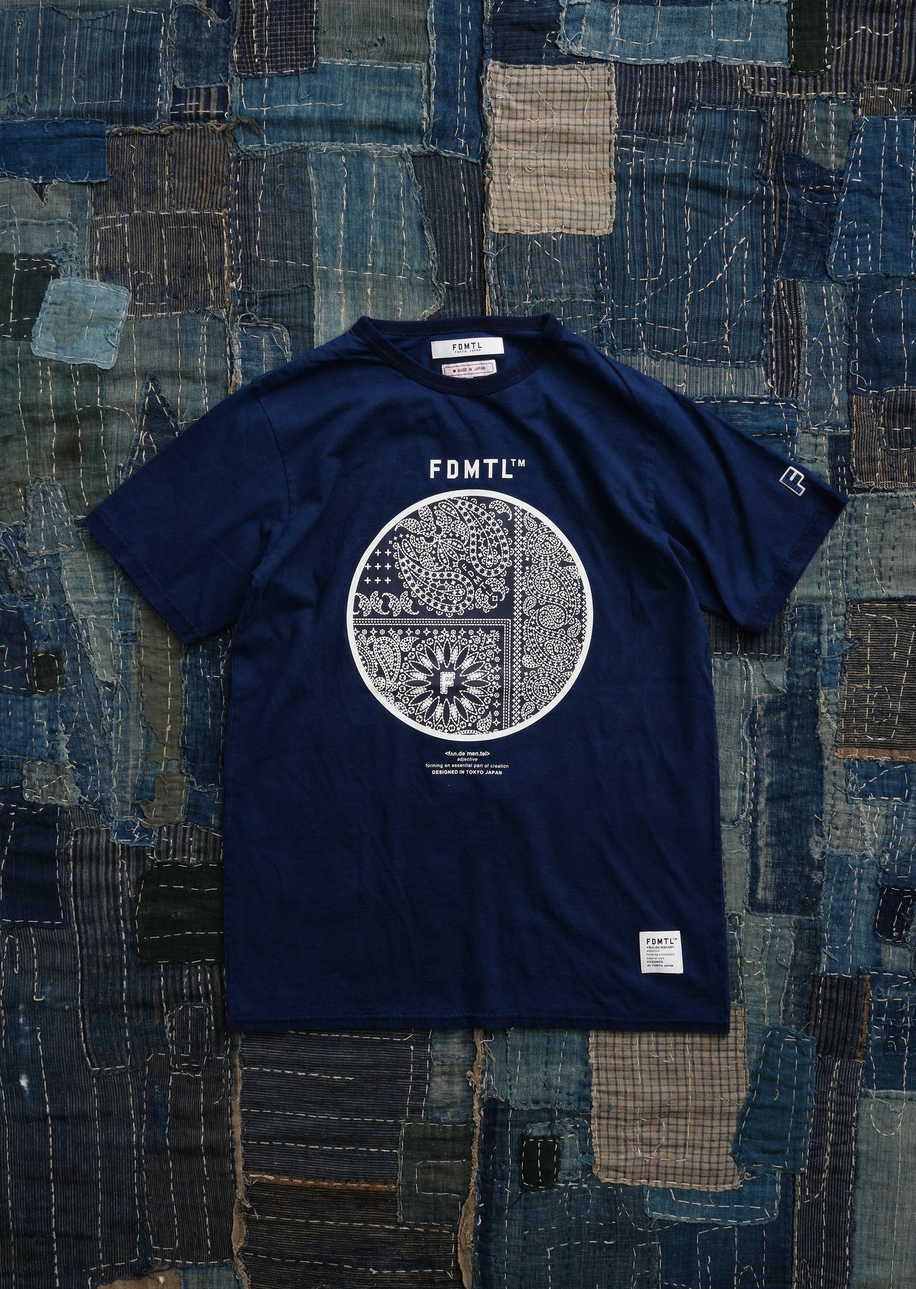 FDMTL | PRINTED PAISELY INDIGO TEE { INDIGO - Image 3