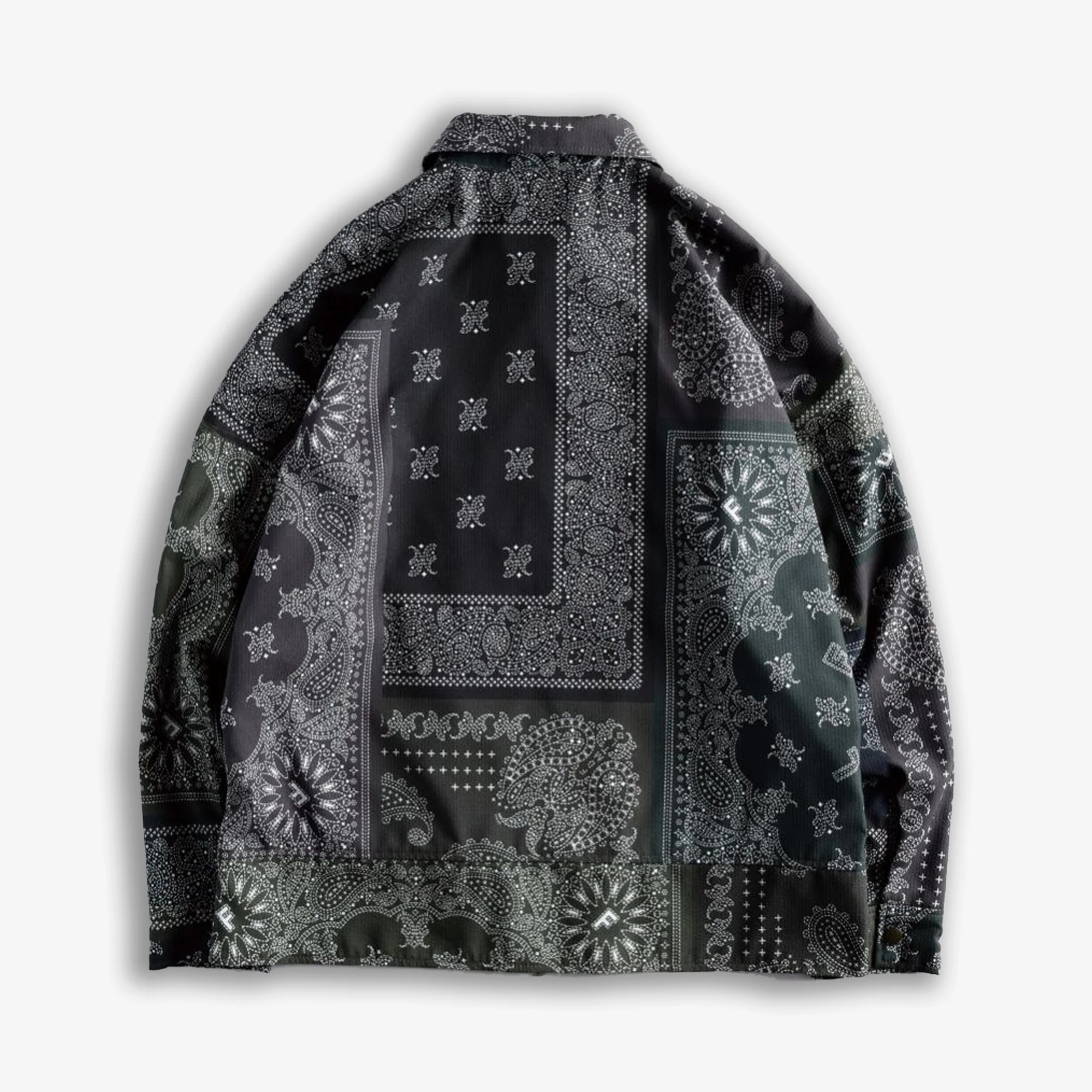 FDMTL | PRINTED PATCHWORK JACKET { KHAKI - Image 2