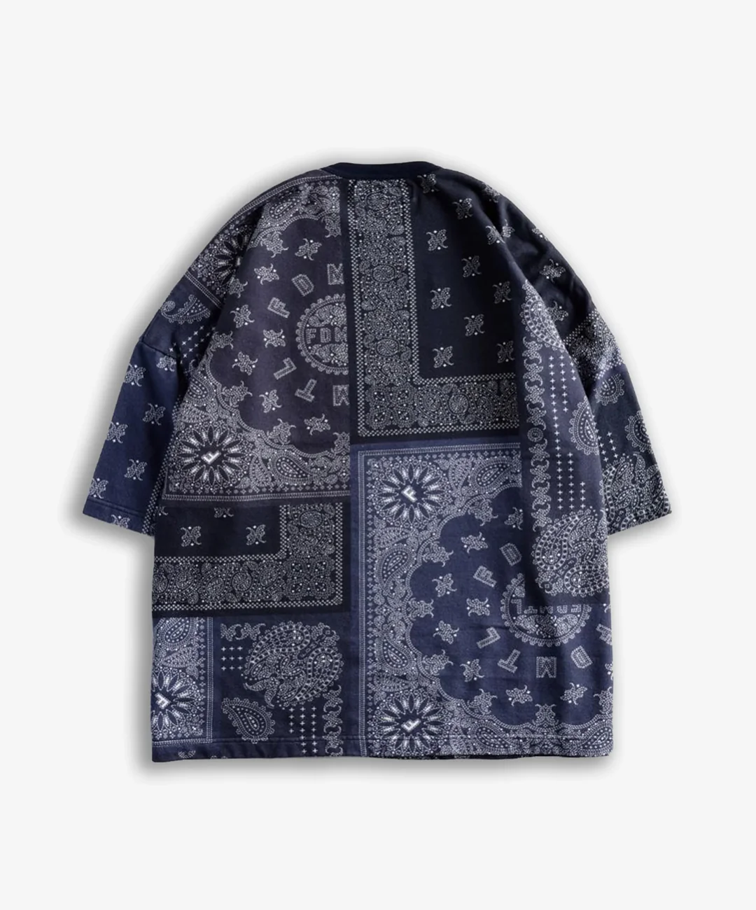 FDMTL | PRINTED PATCHWORK SWEAT TEE { NAVY - Image 2
