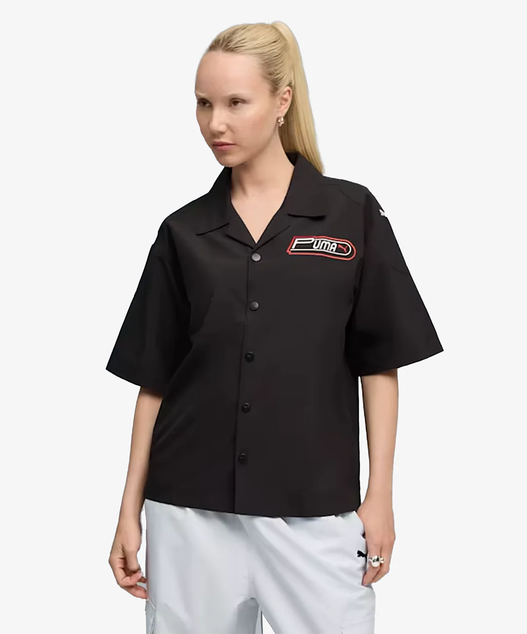 PUMA | FUTURE ARCHIVE GRAPHIC EMBROIDERED SHIRT { BLACK