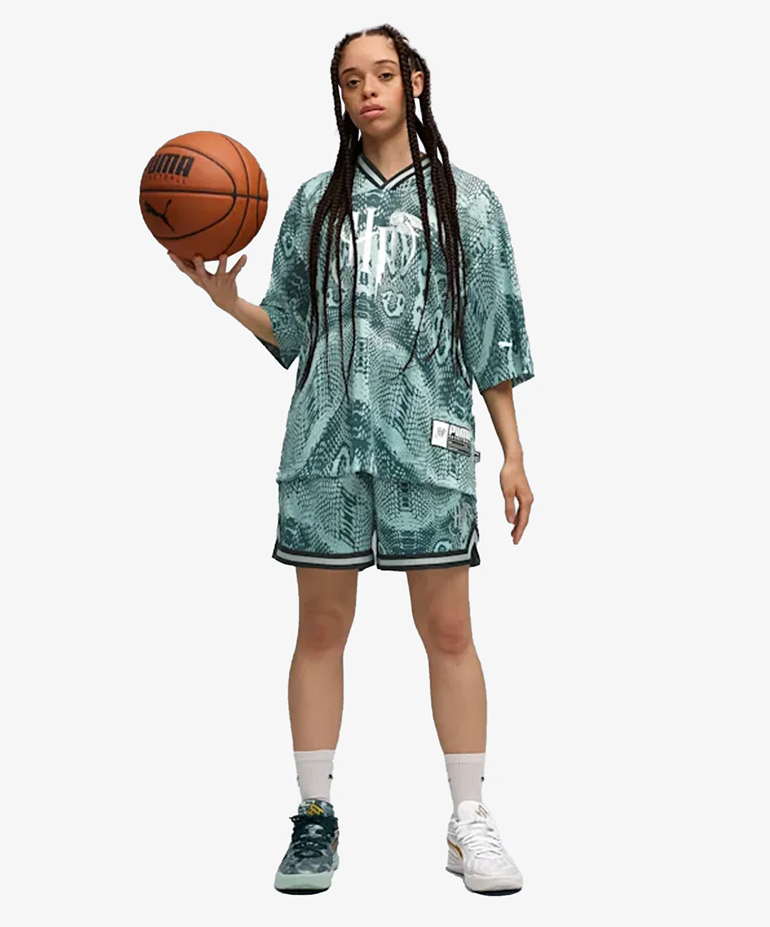 PUMA | HOOPS x HARRY POTTER BASKETBALL JERSEY { GREEN TERRAIN-AOP - Image 4