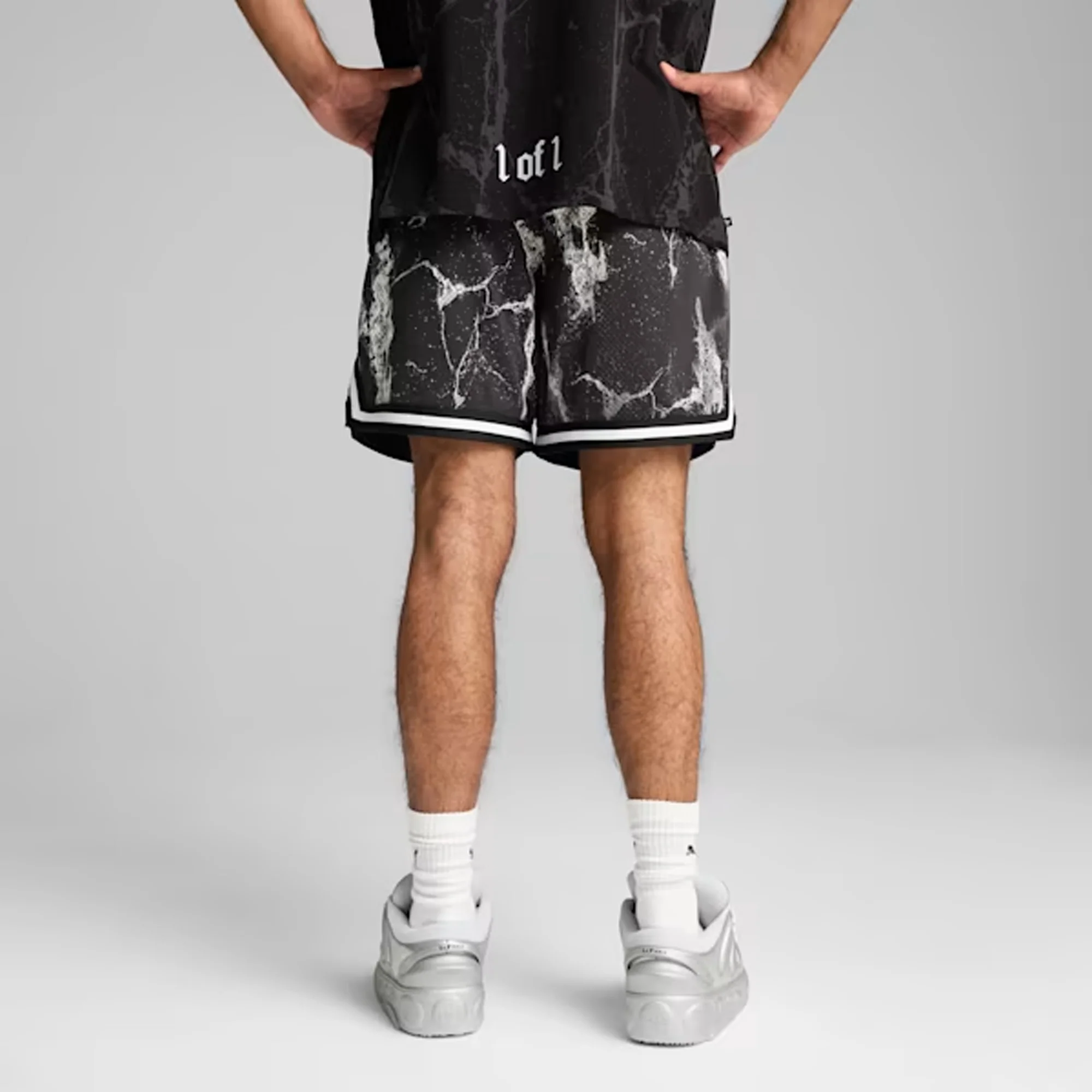 PUMA | HOOPS x LAFRANCE WRITTEN IN CHROME SHORTS { PUMA BLACK/WHITE - Image 2