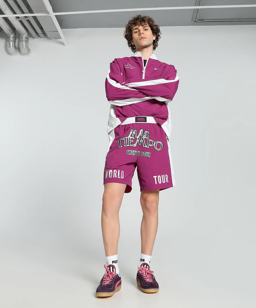 PUMA | MAS TIEMPO RELAXED FIT SHORTS { MAGENTA GLEAM - Image 6