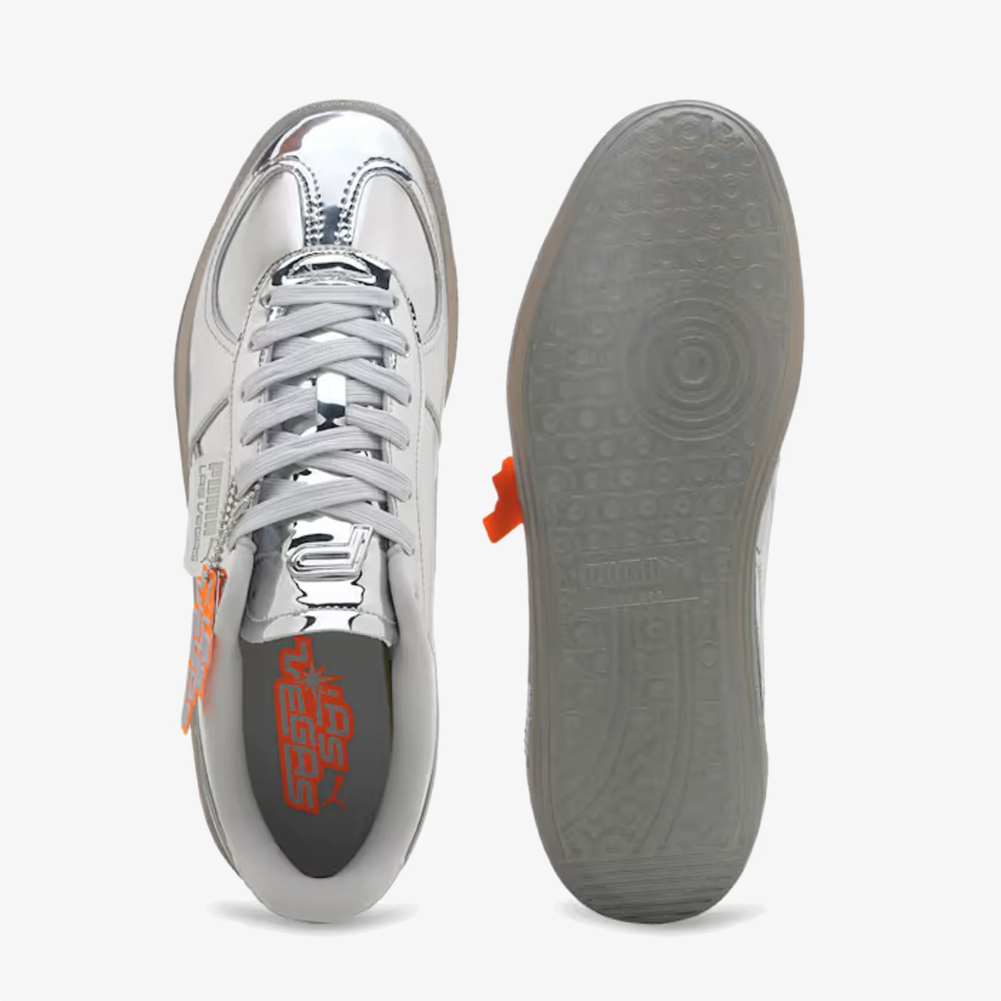 PUMA | PALERMO CLUB VEGAS LEATHER { SILVER-GLACIAL GRAY-ORANGE GLO - Image 2