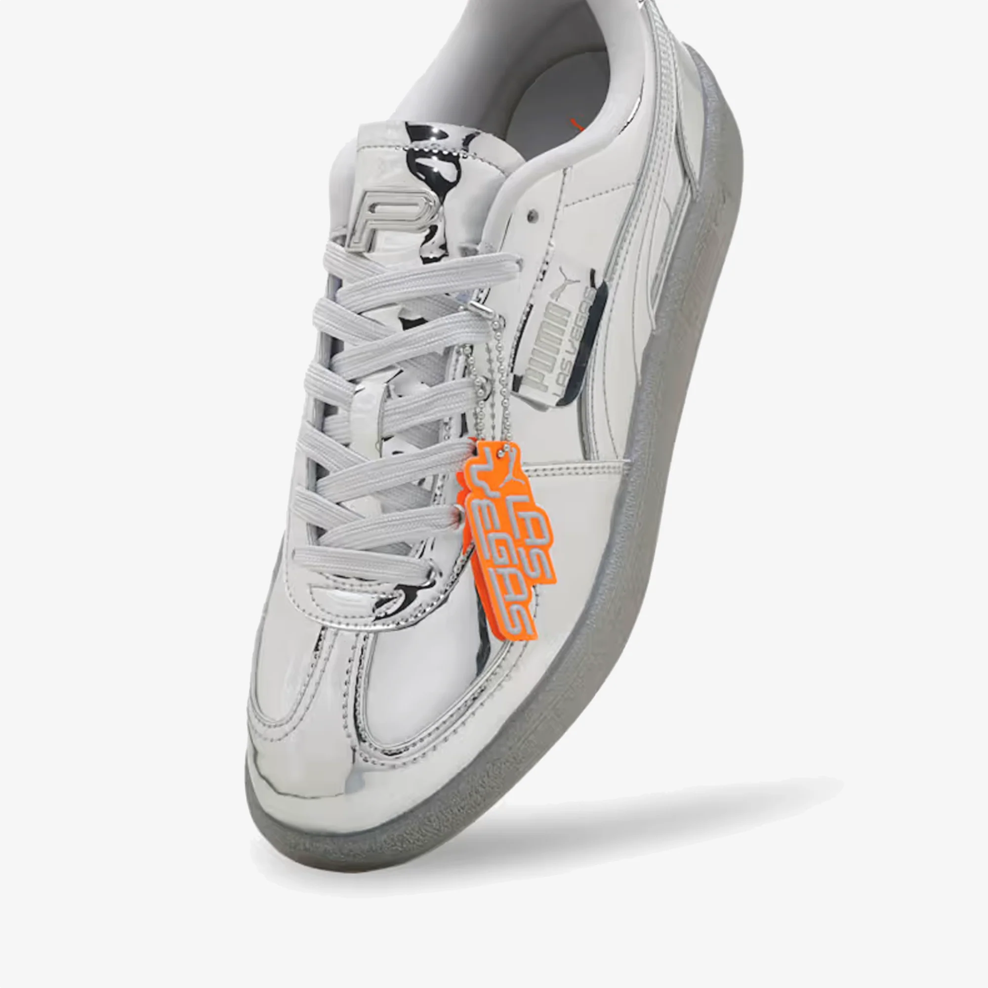 PUMA | PALERMO CLUB VEGAS LEATHER { SILVER-GLACIAL GRAY-ORANGE GLO - Image 3