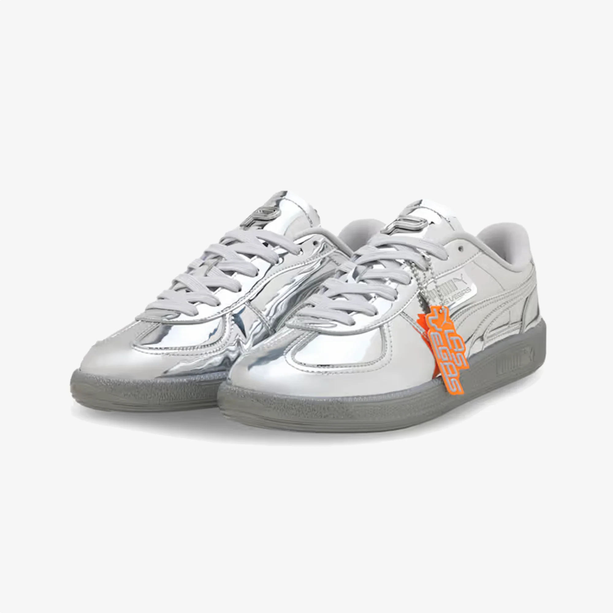 PUMA | PALERMO CLUB VEGAS LEATHER { SILVER-GLACIAL GRAY-ORANGE GLO - Image 4