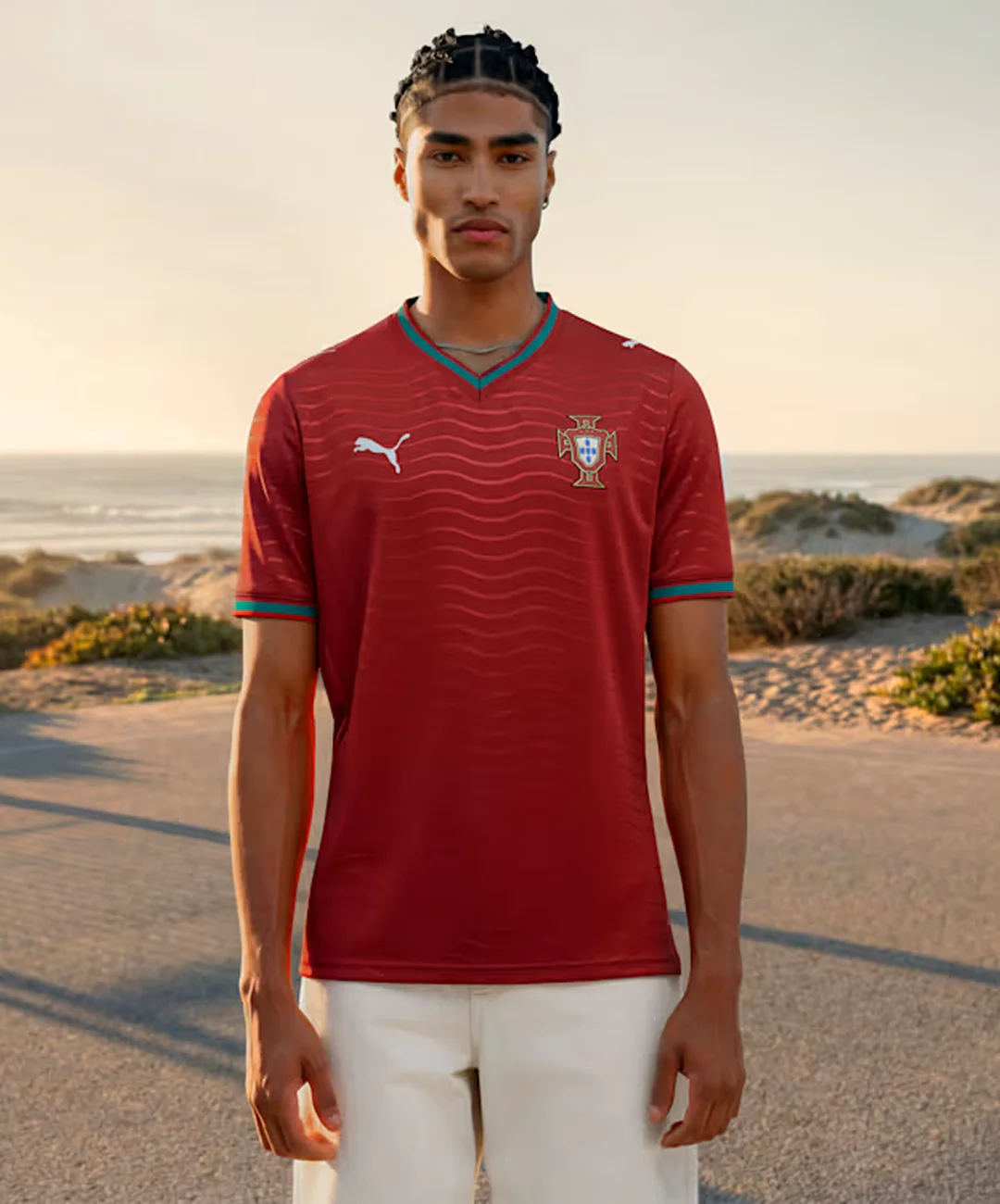 PUMA | PORTUGAL HOME SOCCER JERSEY { CLUB RED/GREEN LAGOON - Image 3