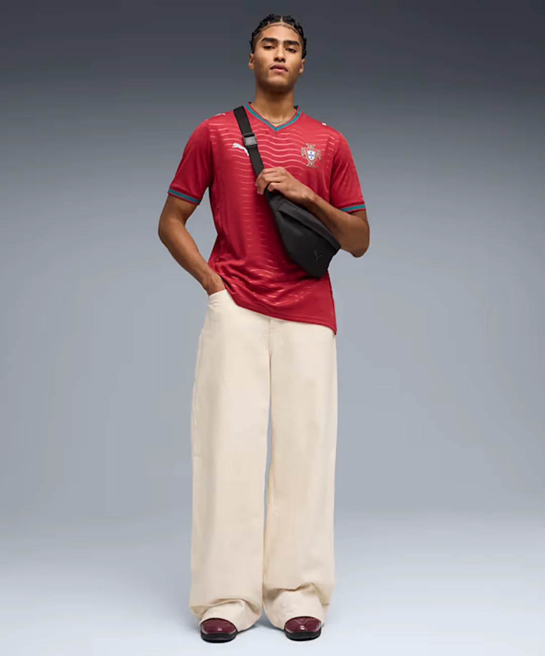 PUMA | PORTUGAL HOME SOCCER JERSEY { CLUB RED/GREEN LAGOON - Image 6