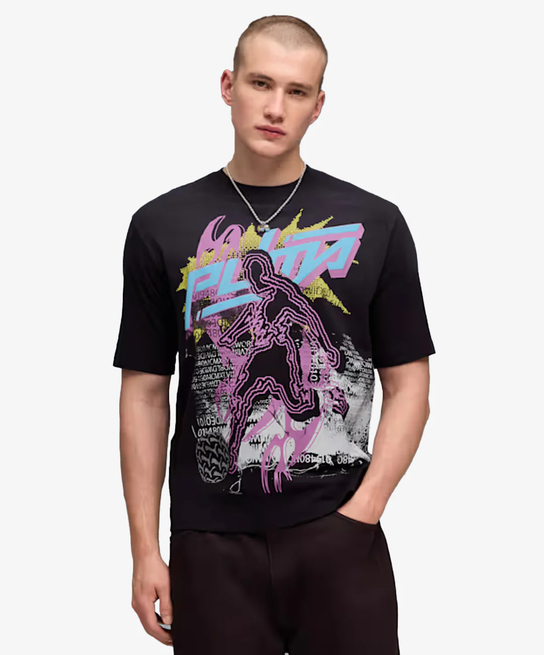 PUMA | PUMATECH-X WASHED BOXY TEE { PUMA BLACK/WHITE