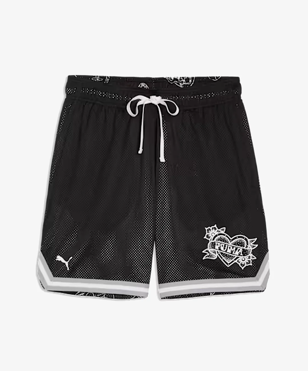 PUMA | SWISH N' INK ABOVE-KNEE 7" BASKETBALL SHORTS { BLACK-AOP - Image 3