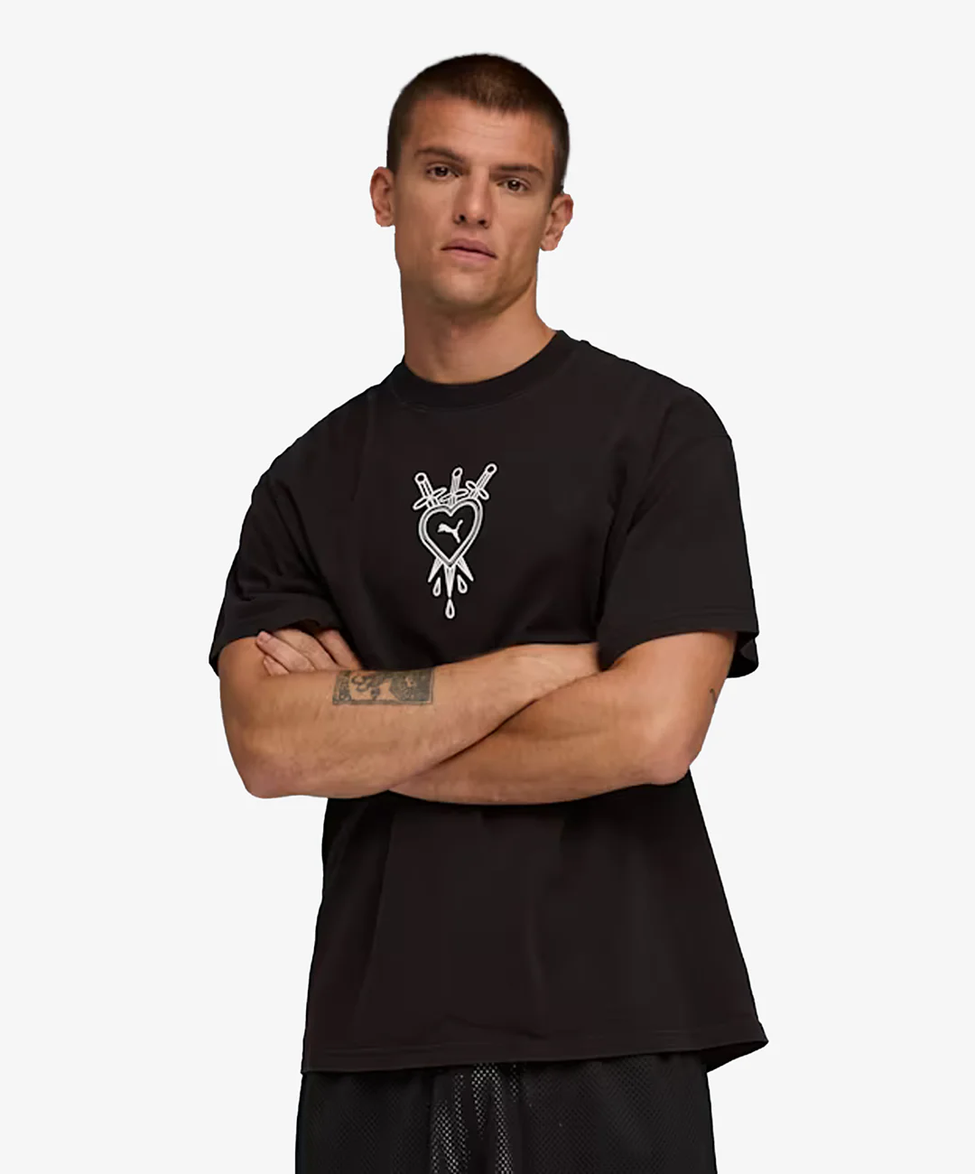 PUMA | SWISH N' INK OVERSIZED BASKETBALL COTTON TEE III { PUMA BLACK - Image 3