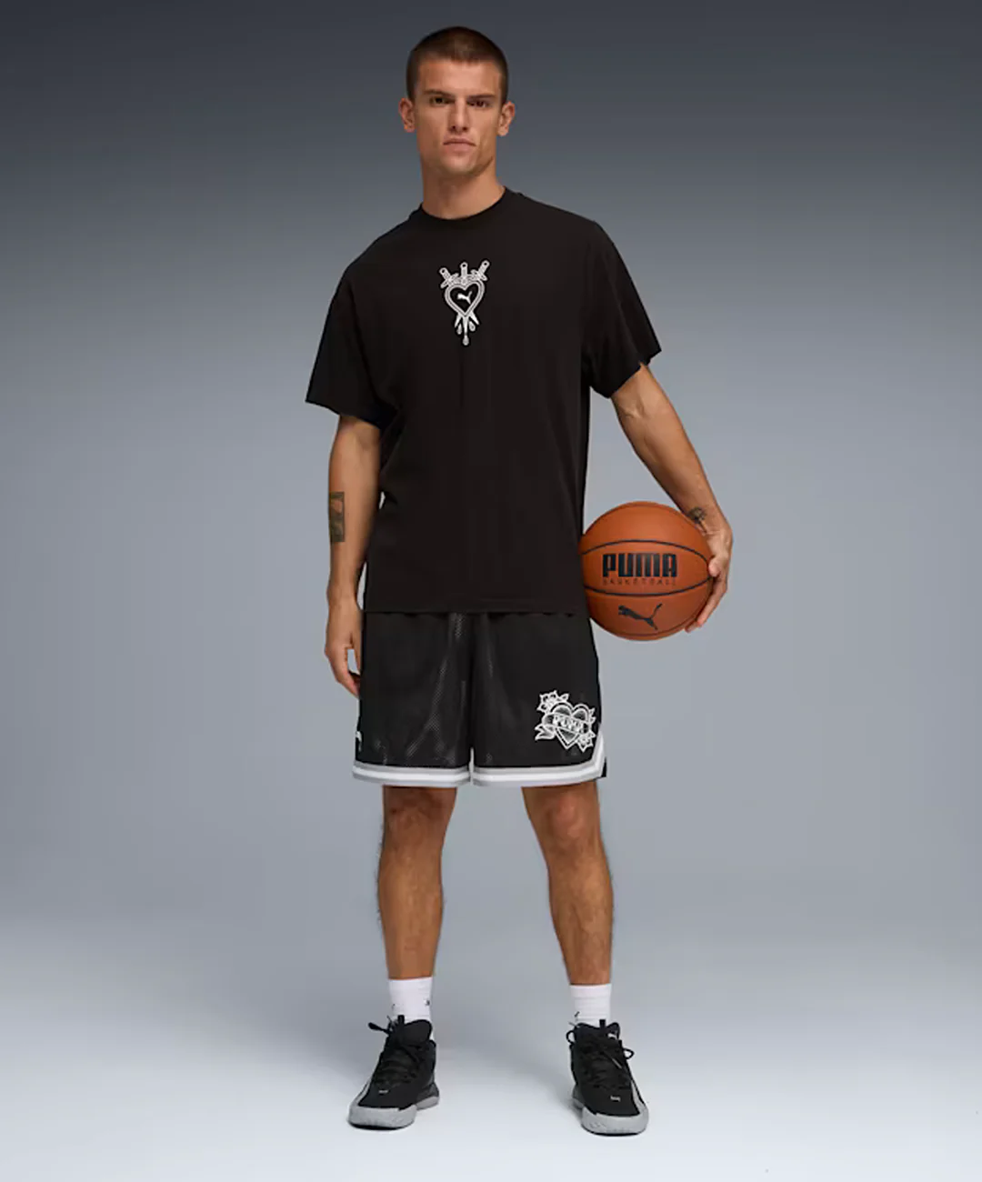 PUMA | SWISH N' INK OVERSIZED BASKETBALL COTTON TEE III { PUMA BLACK - Image 5