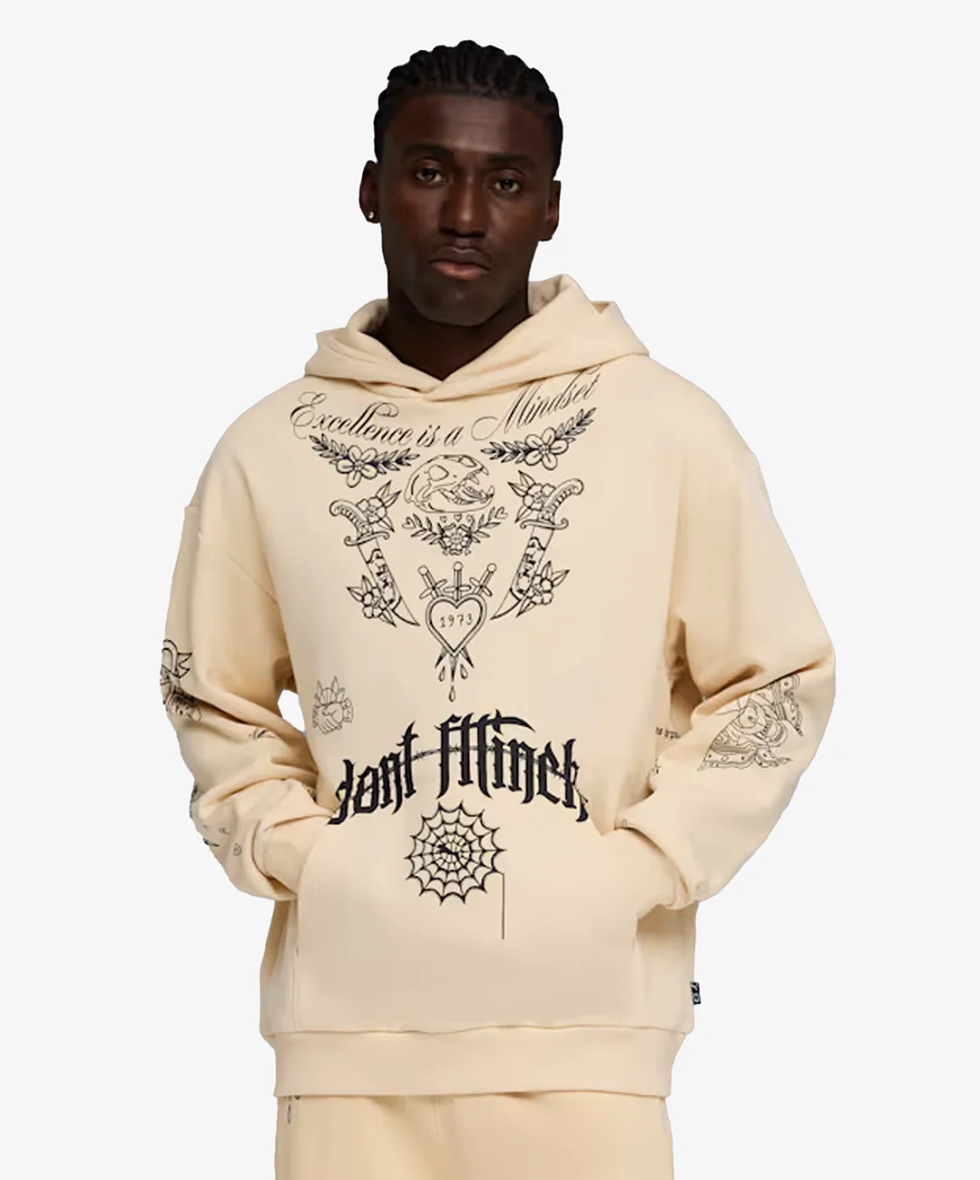 PUMA | SWISH N' INK PRINTED RELAXED BASKETBALL HOODIE { CANVAS