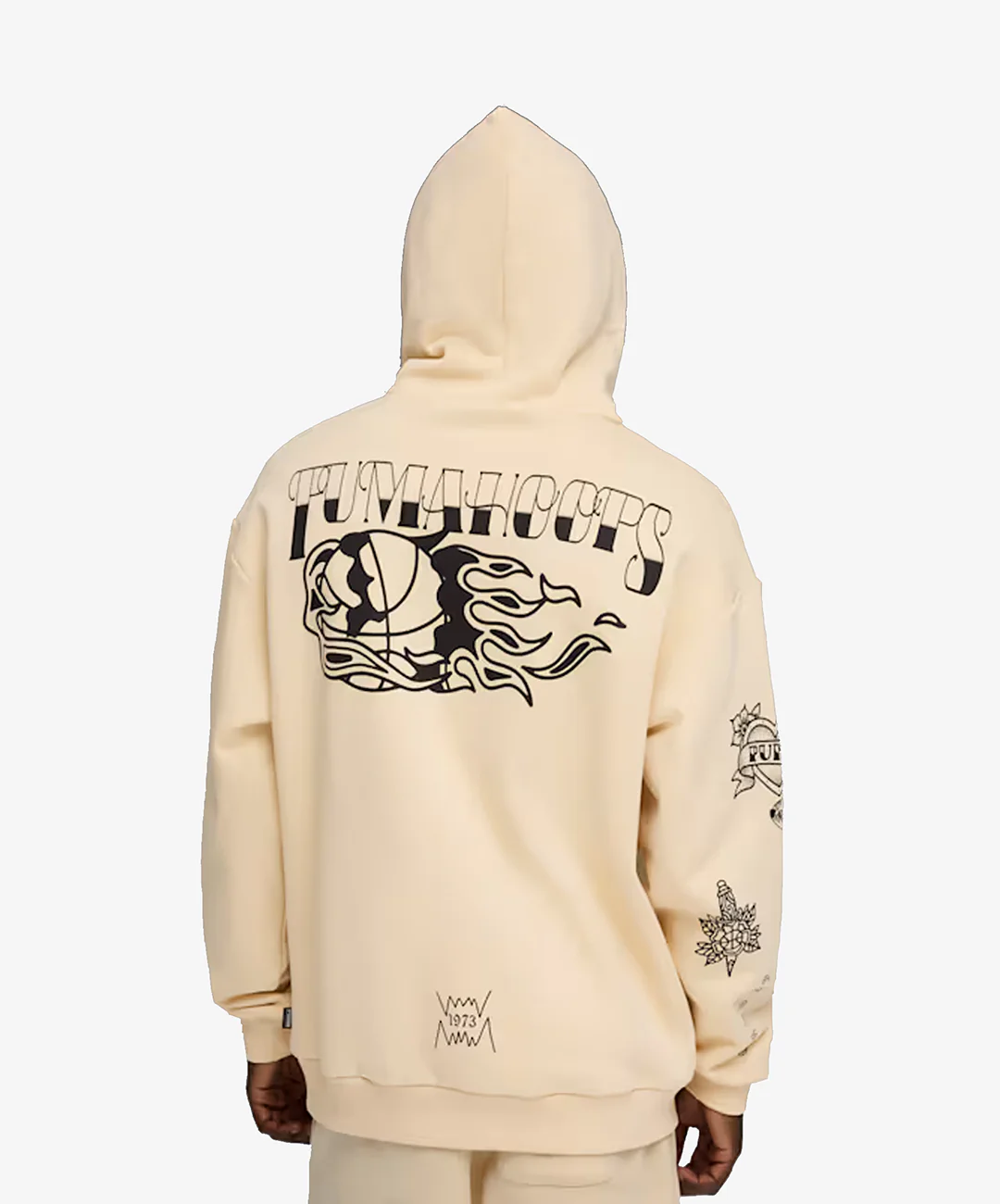 PUMA | SWISH N' INK PRINTED RELAXED BASKETBALL HOODIE { CANVAS - Image 2