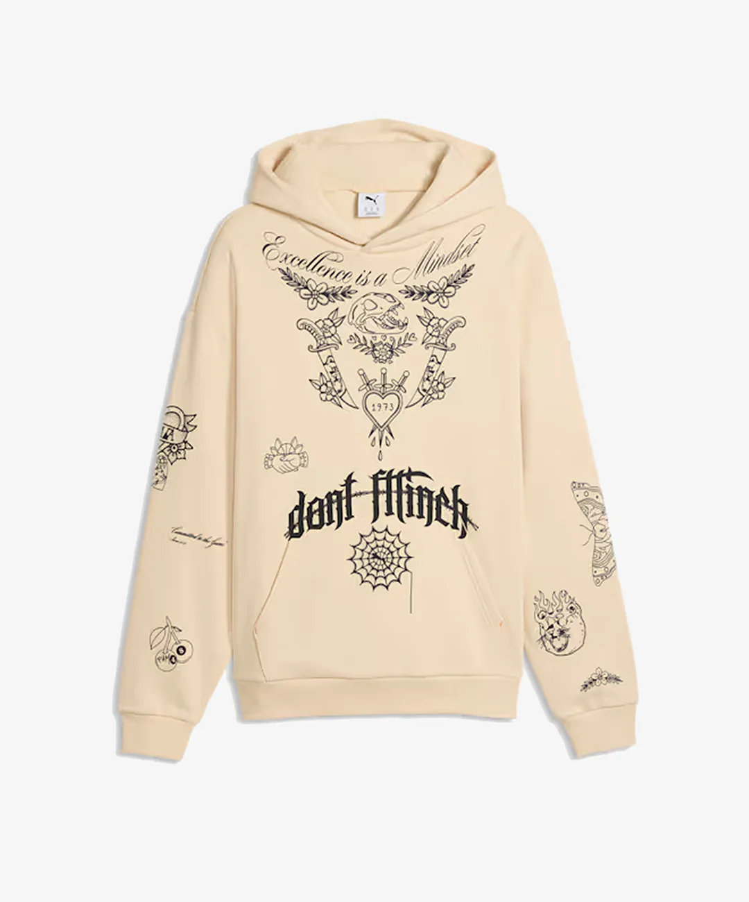 PUMA | SWISH N' INK PRINTED RELAXED BASKETBALL HOODIE { CANVAS - Image 3