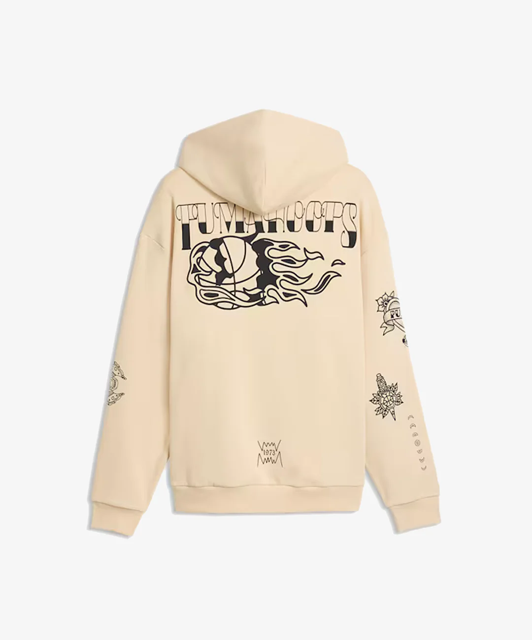 PUMA | SWISH N' INK PRINTED RELAXED BASKETBALL HOODIE { CANVAS - Image 4