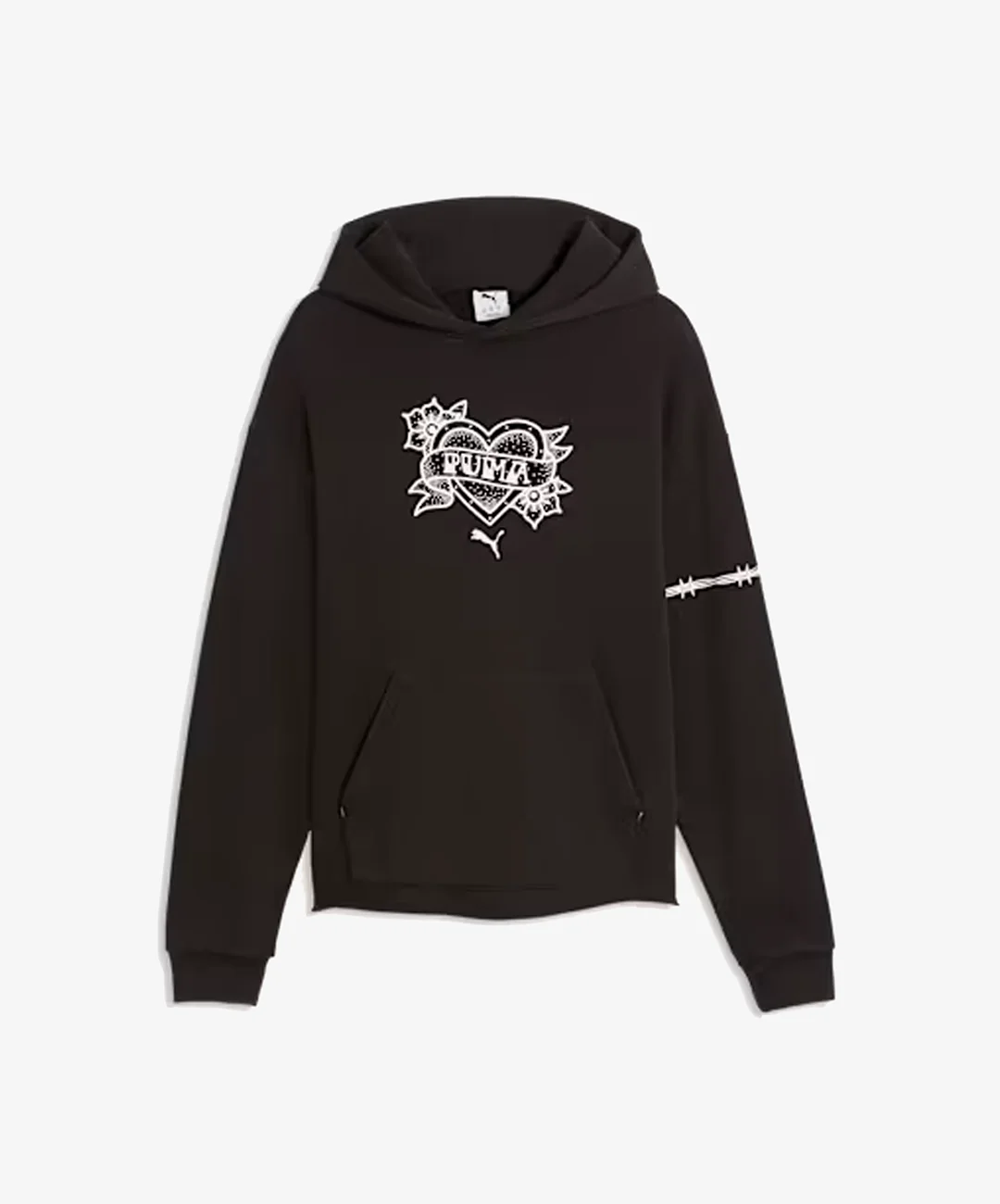 PUMA | SWISH N' INK RELAXED FIT GRAPHIC BASKETBALL HOODIE II { BLACK - Image 3