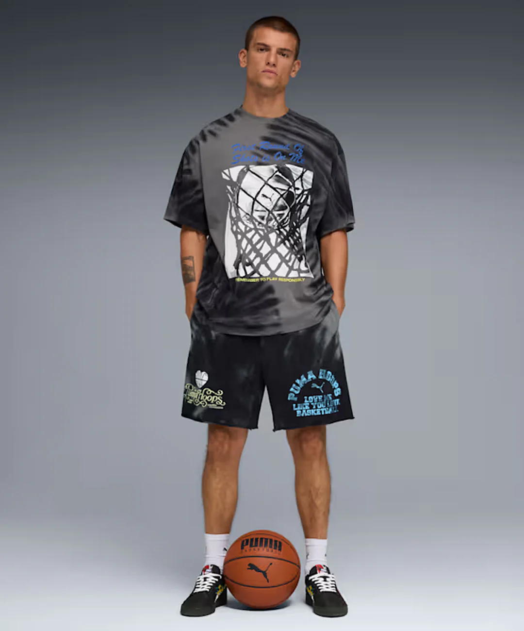 PUMA | WHAT THE FUN OVERSIZED GRAPHIC BASKETBALL TEE II { PUMA BLACK - Image 5