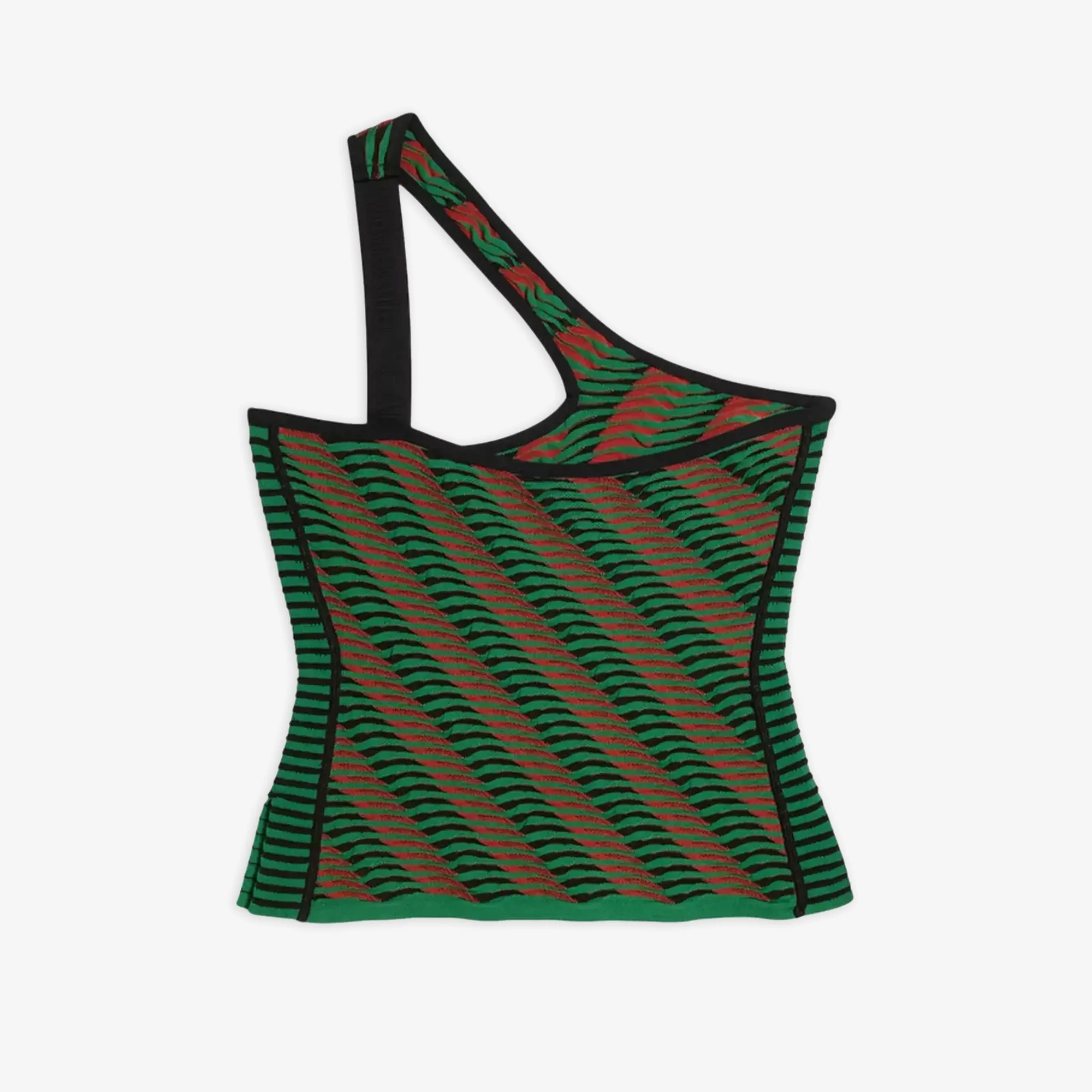 PUMA | X AHLUWALIA T7 TEXTURED KNIT ONE-SHOULDER TOP { ARCHIEVE GREEN AOP - Image 4