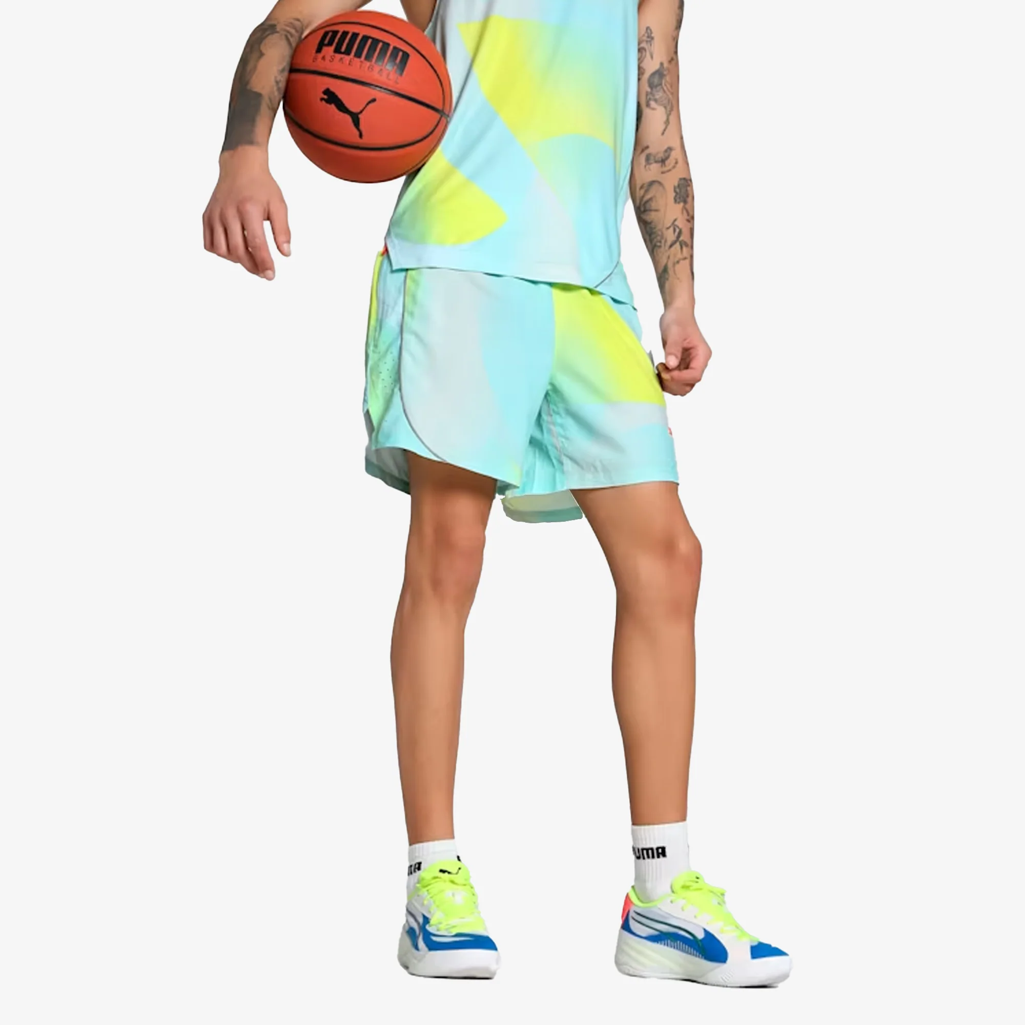 PUMA | X ALL-PRO ALL-OVER PRINT SHORTS { NITRO BLUE - Image 2