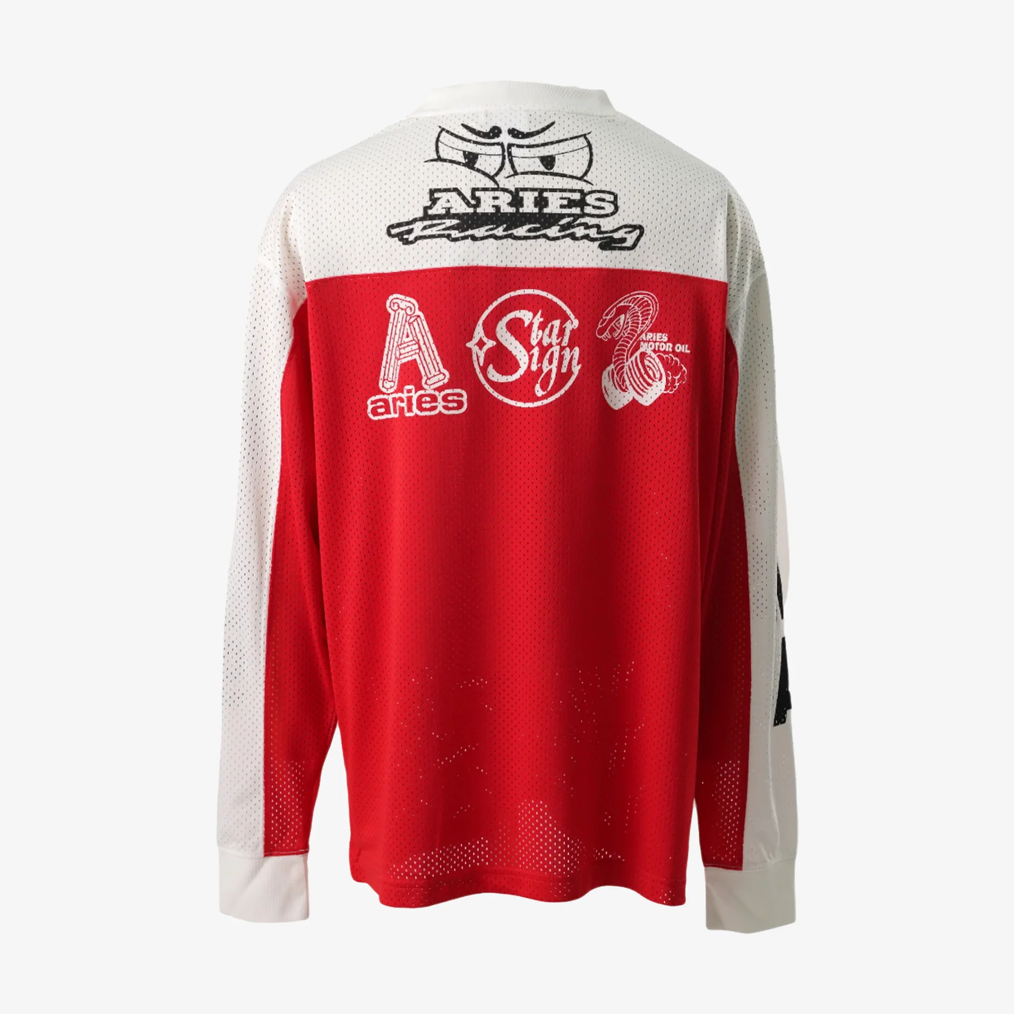 PUMA | x ARIES MESH LONGSLEEVE { WHITE/RED - Image 2