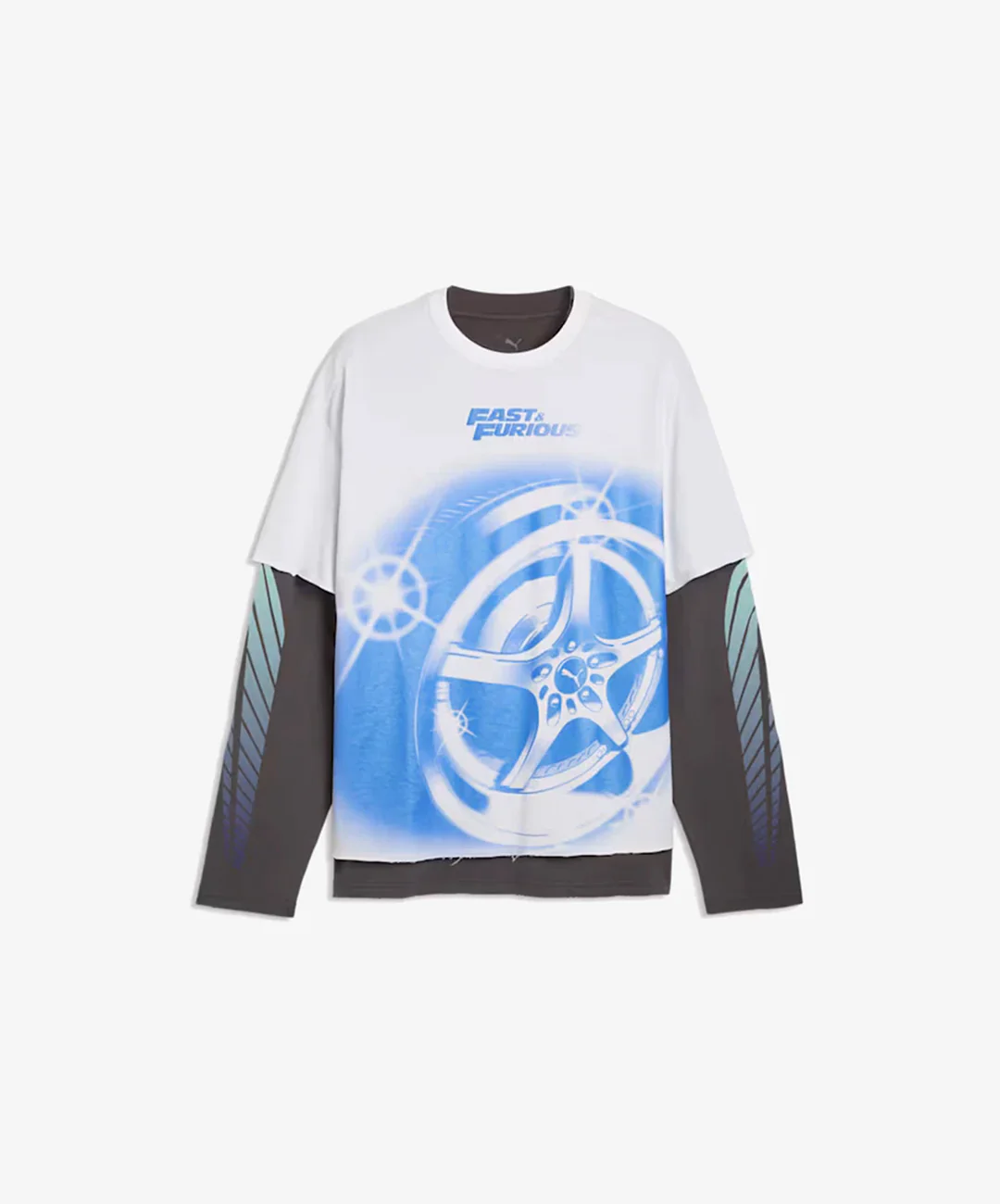 PUMA | x FAST & FURIOUS LONG SLEEVE LAYERED TEE { PUMA WHITE-DUSKY GRAY - Image 3