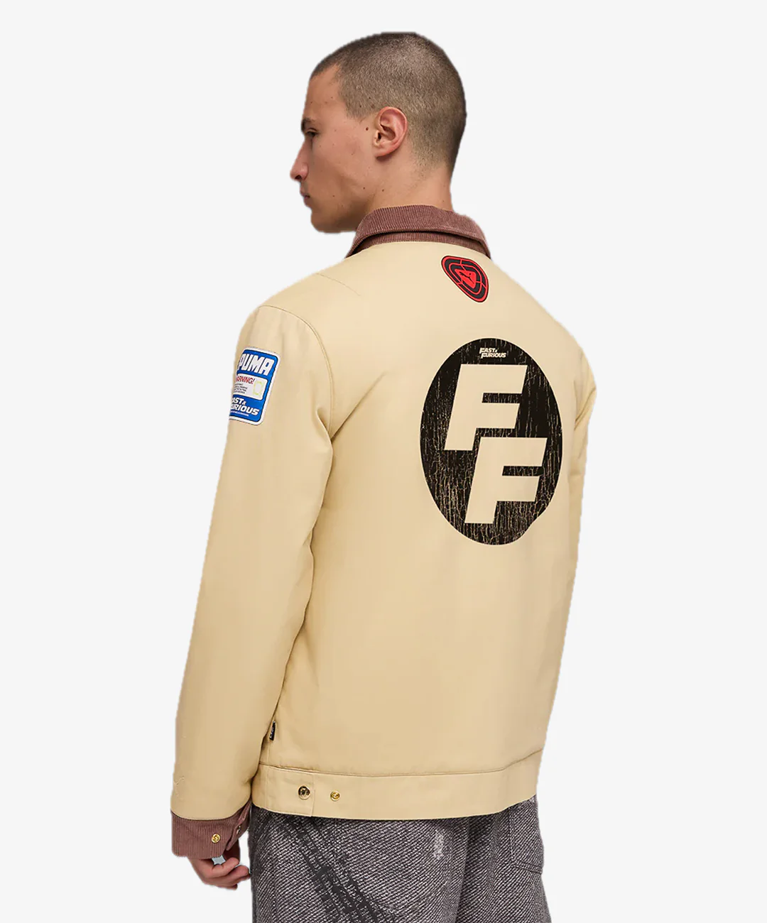 PUMA | X FAST & FURIOUS PRINTED BASKETBALL JACKET { CASHEW BROWN - Image 2