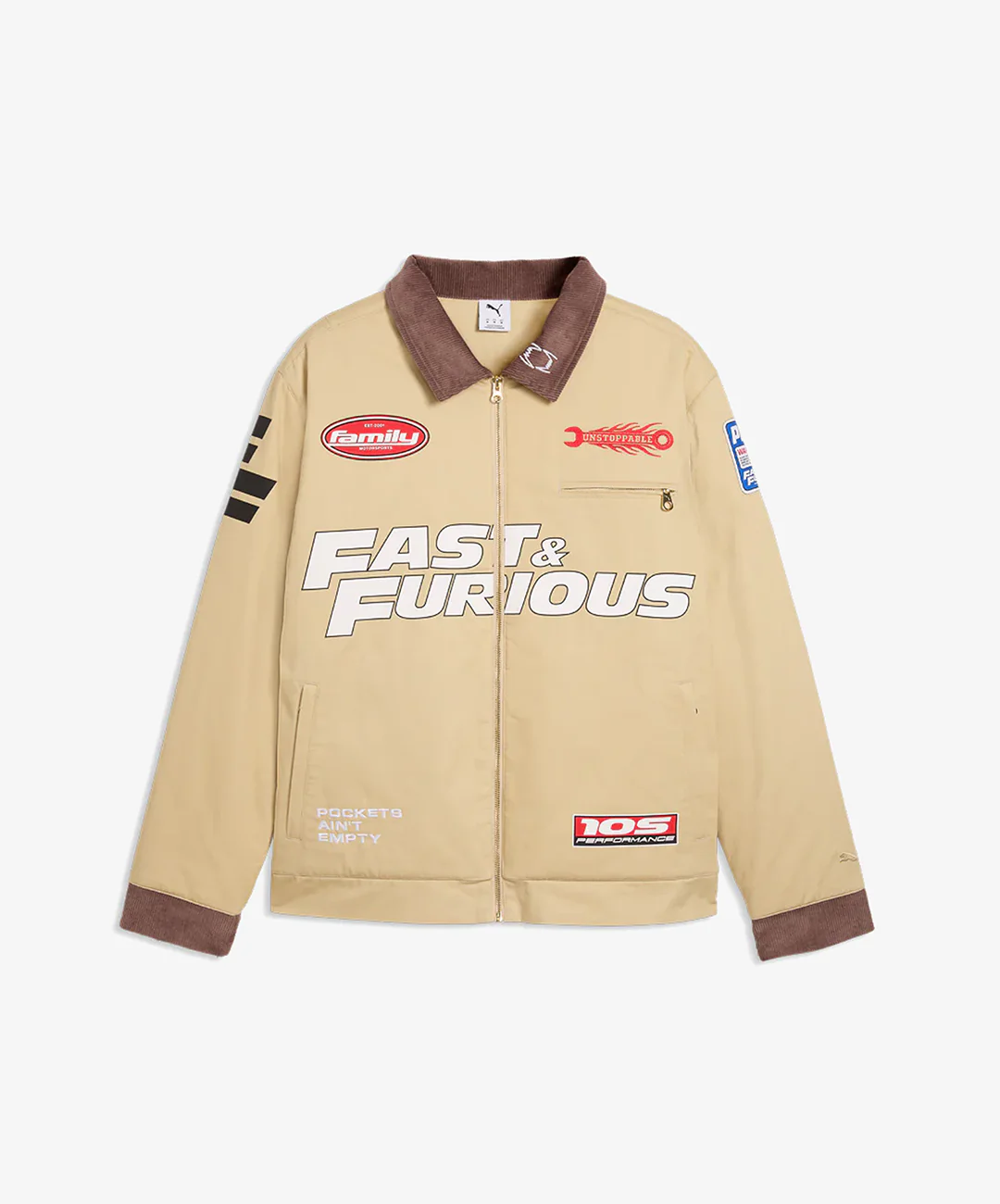 PUMA | X FAST & FURIOUS PRINTED BASKETBALL JACKET { CASHEW BROWN - Image 3