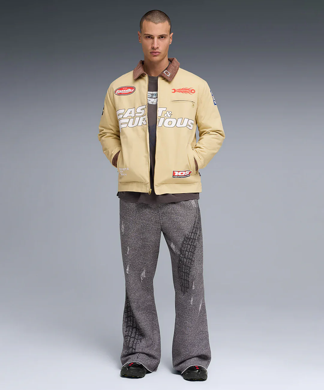 PUMA | X FAST & FURIOUS PRINTED BASKETBALL JACKET { CASHEW BROWN - Image 6