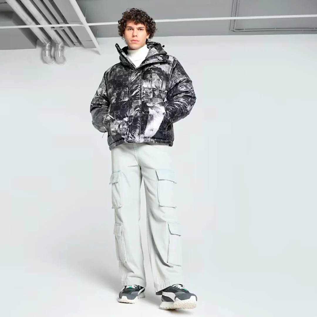 PUMA | X KIDSUPER ALL OVER PRINT PUFFER { BLACK - Image 6