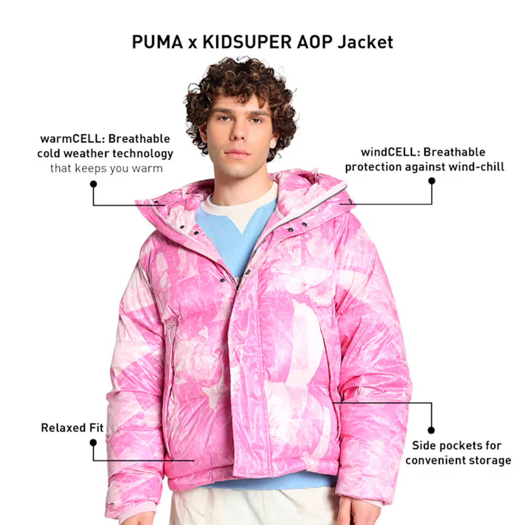 PUMA | X KIDSUPER ALL OVER PRINT PUFFER { PEARL PINK - Image 5