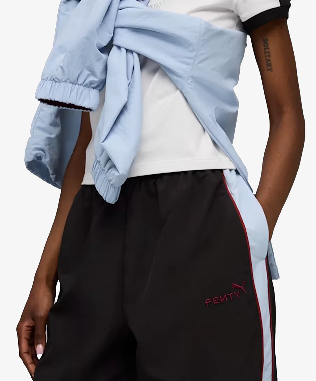 Puma | x PIPING TRACK PANTS { BLACK - Image 3