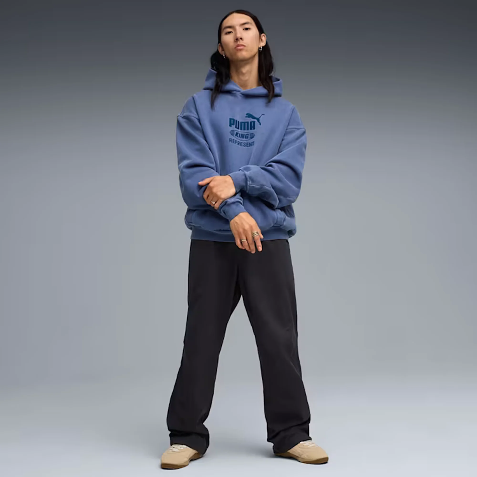 PUMA | x REPRESENT OVERSIZED HOODIE { BLUE DUSK - Image 6