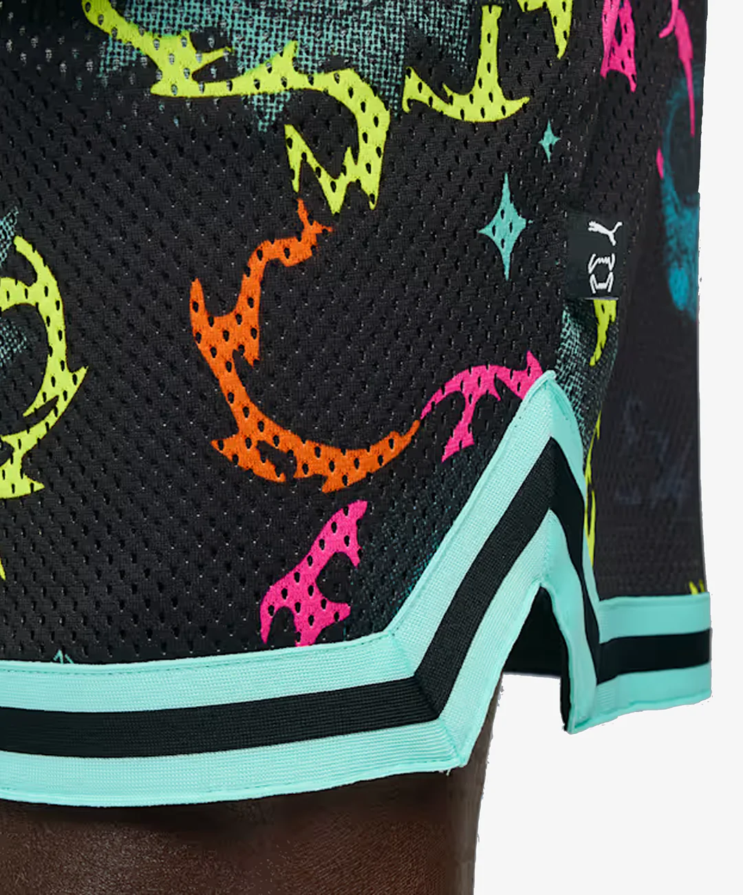 PUMA | x RICK AND MORTY ALL-OVER PRINT SHORTS { BLACK - Image 3