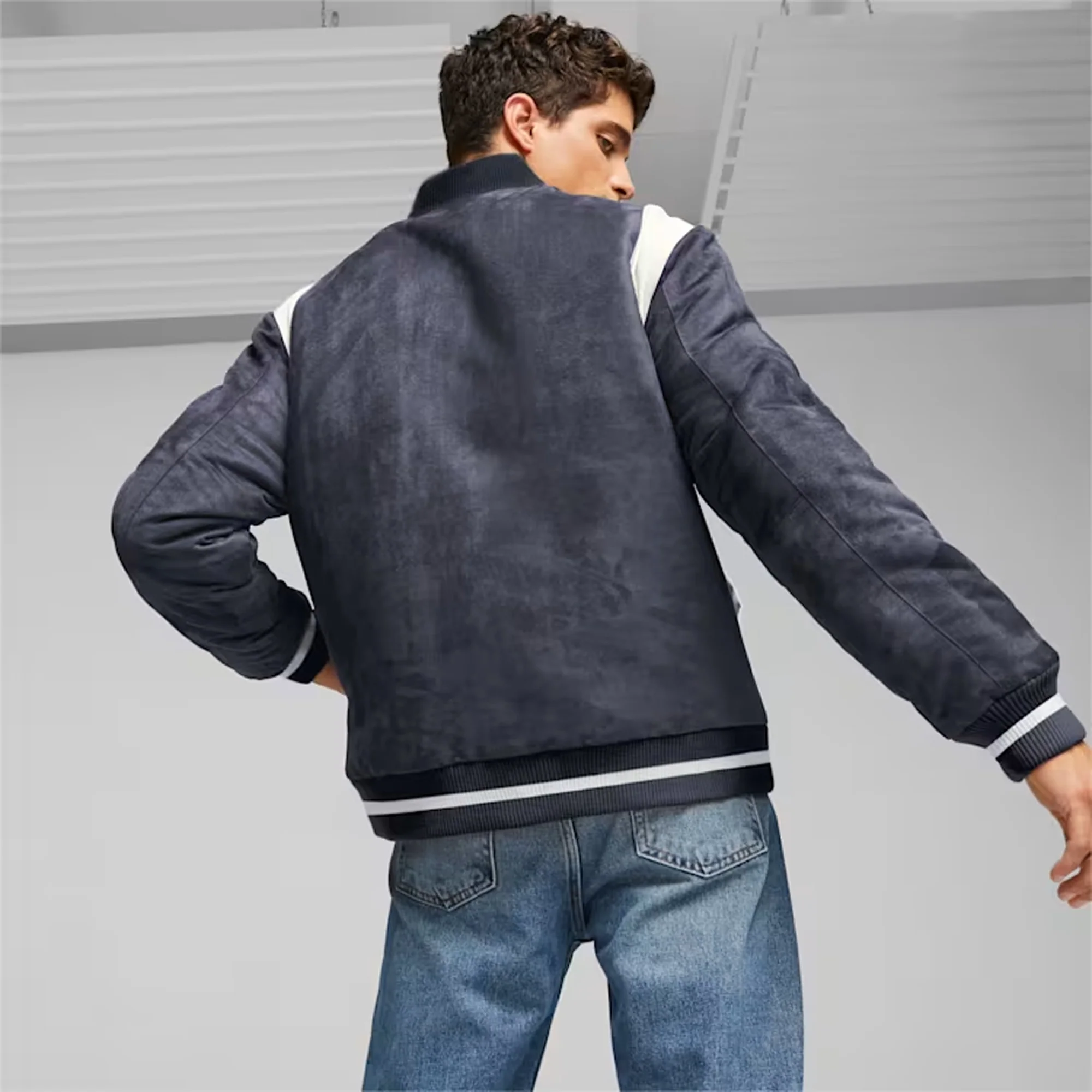 Puma | PUMA x STAPLE VARSITY JACKET  { NEW NAVY - Image 4