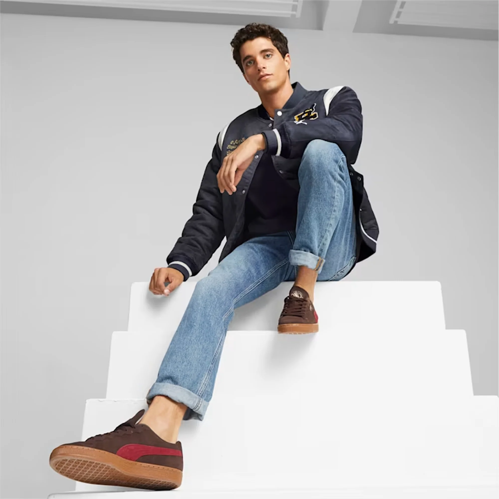 Puma | PUMA x STAPLE VARSITY JACKET  { NEW NAVY - Image 7