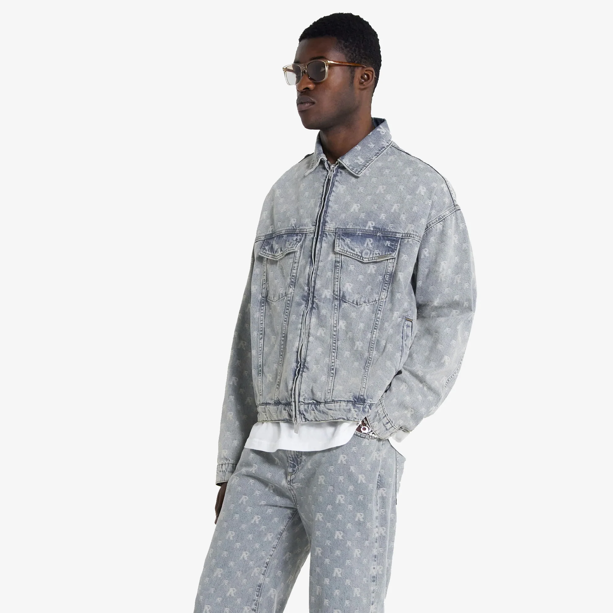 Represent | R4 MONOGRAM DENIM JACKET { STONE WASH