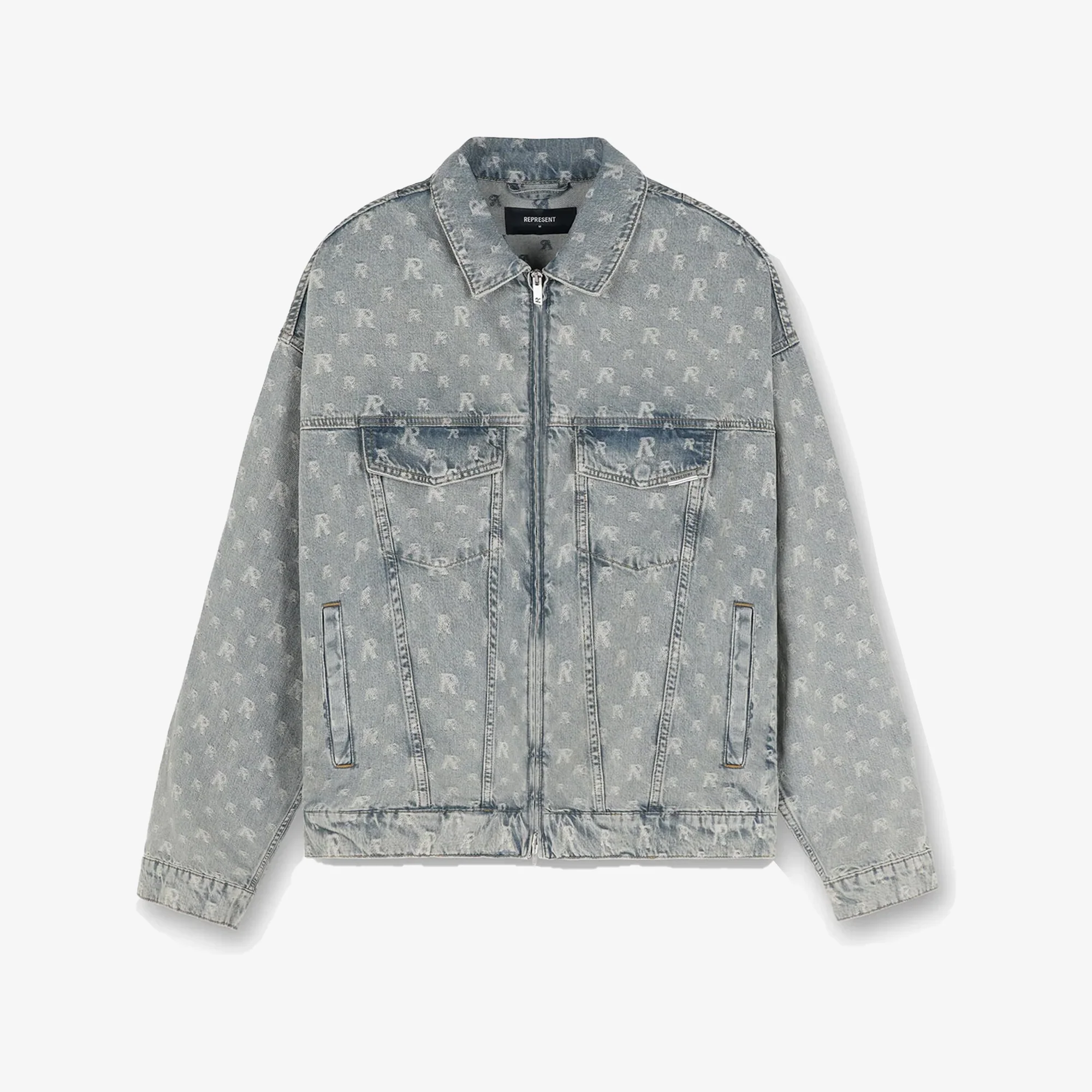 Represent | R4 MONOGRAM DENIM JACKET { STONE WASH - Image 3