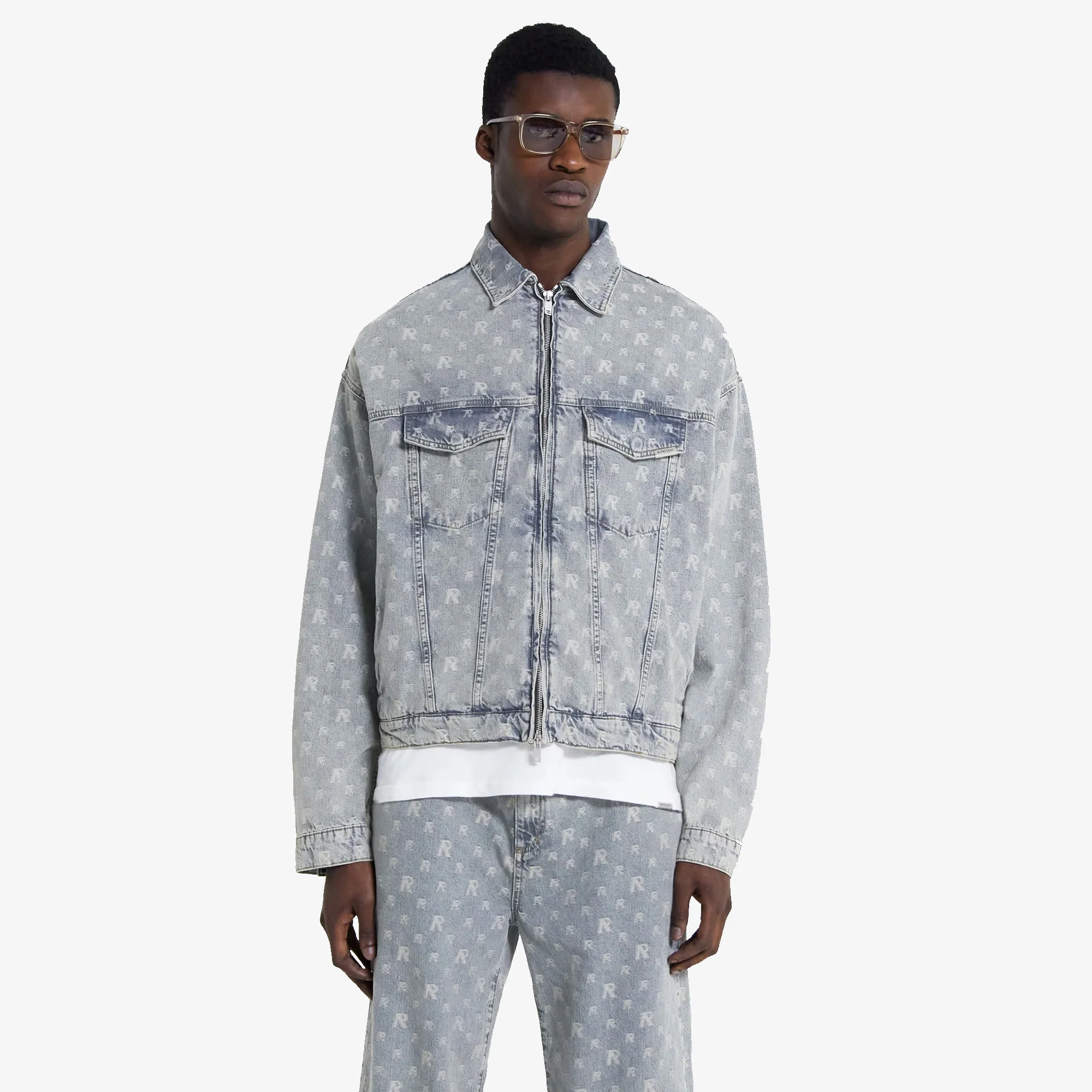 Represent | R4 MONOGRAM DENIM JACKET { STONE WASH - Image 4