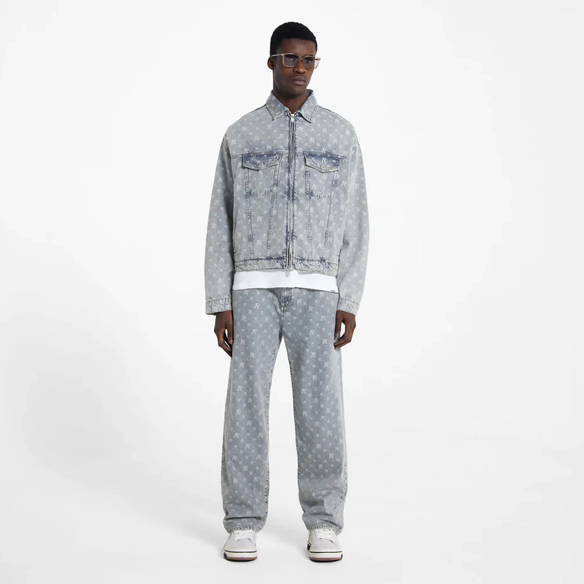 Represent | R4 MONOGRAM DENIM JACKET { STONE WASH - Image 6