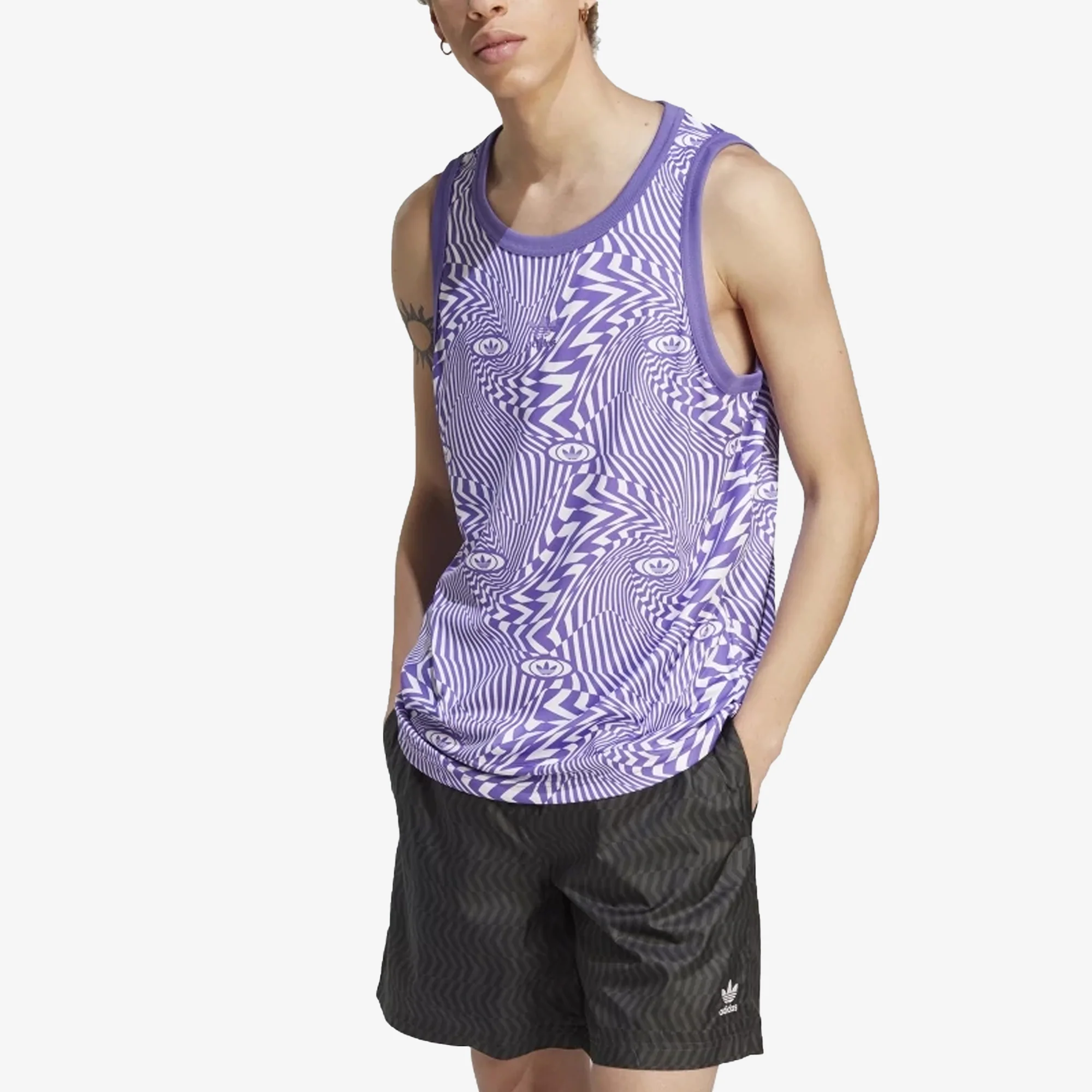 Adidas Originals | REKIVE ALLOVER PRINT TANK { WHITE/PURRUS