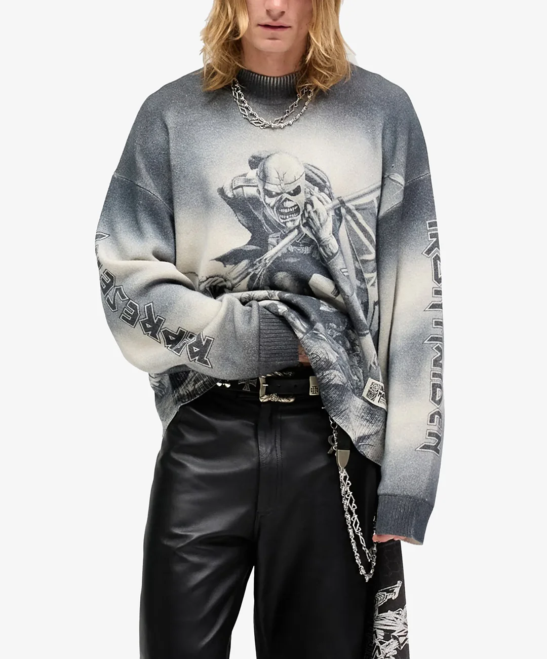 Represent | x IRON MAIDEN TROOPER KNIT SWEATSHIRT { SUNFADE GREY