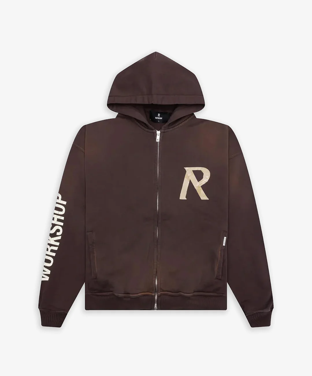 Represent | MASKING TAPE INITIAL ZIP HOODIE { CEDAR - Image 3