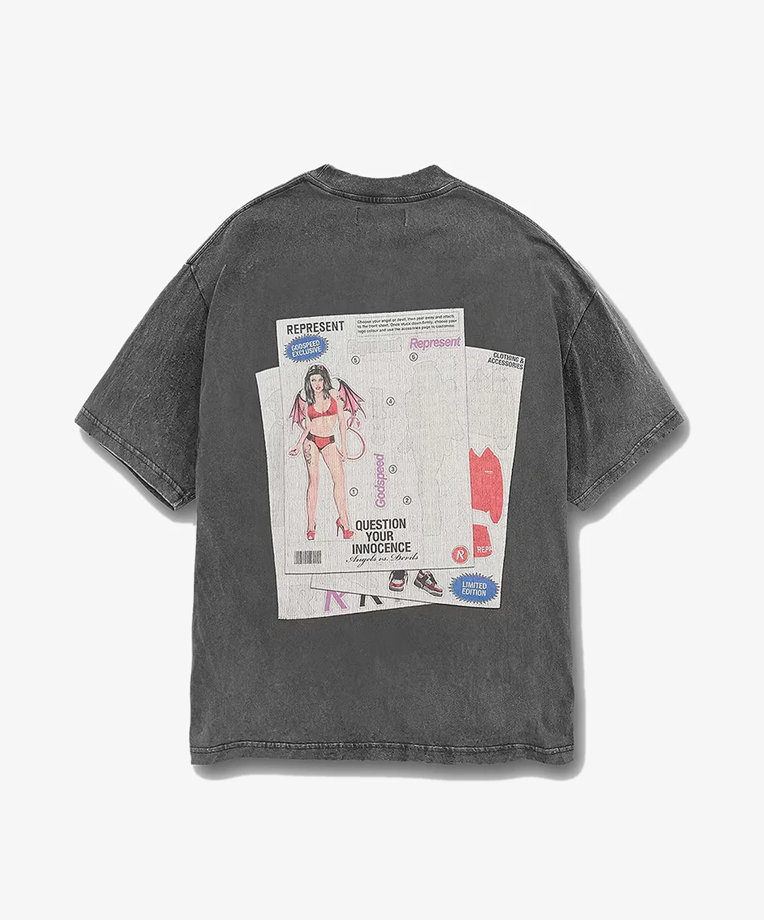 REPRESENT | QUESTION YOUR INNOCENCE T-SHIRT { VINTAGE GREY - Image 5